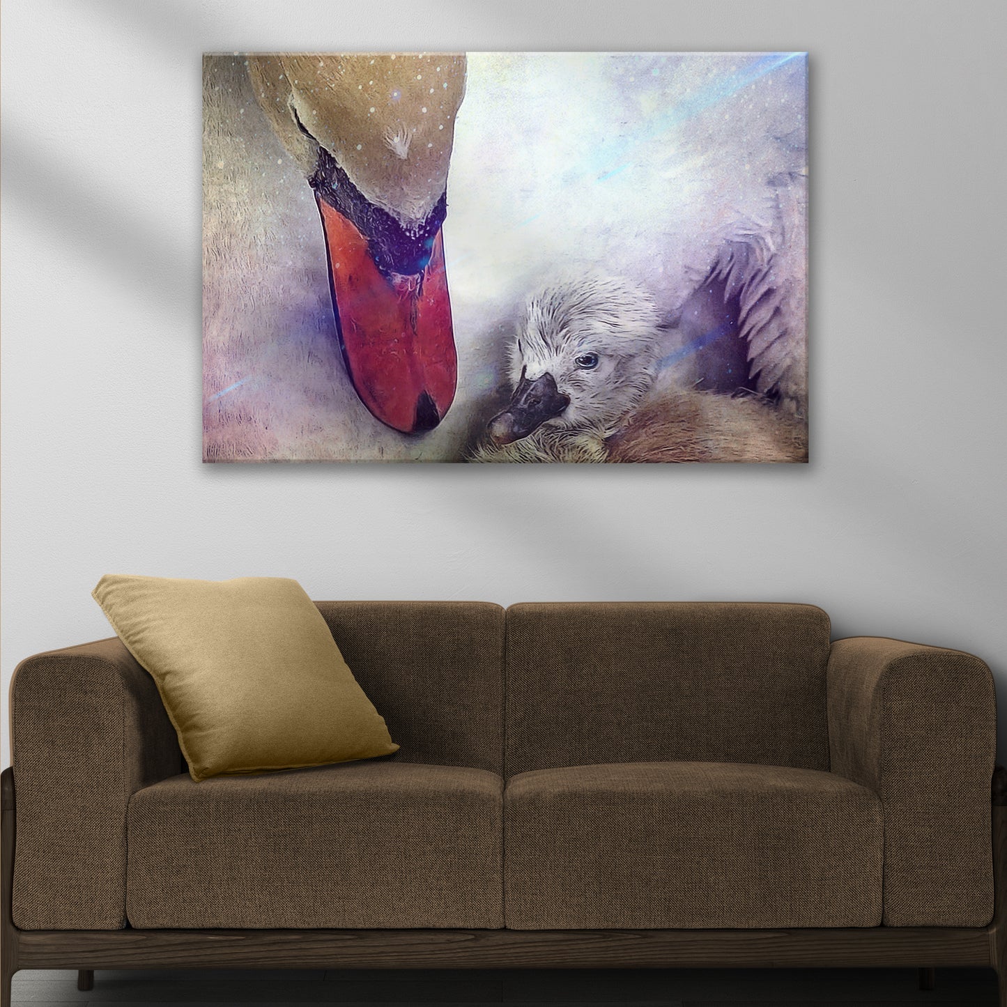 Mom and Baby Swans Canvas Wall Art Style 1 - Image by Tailored Canvases