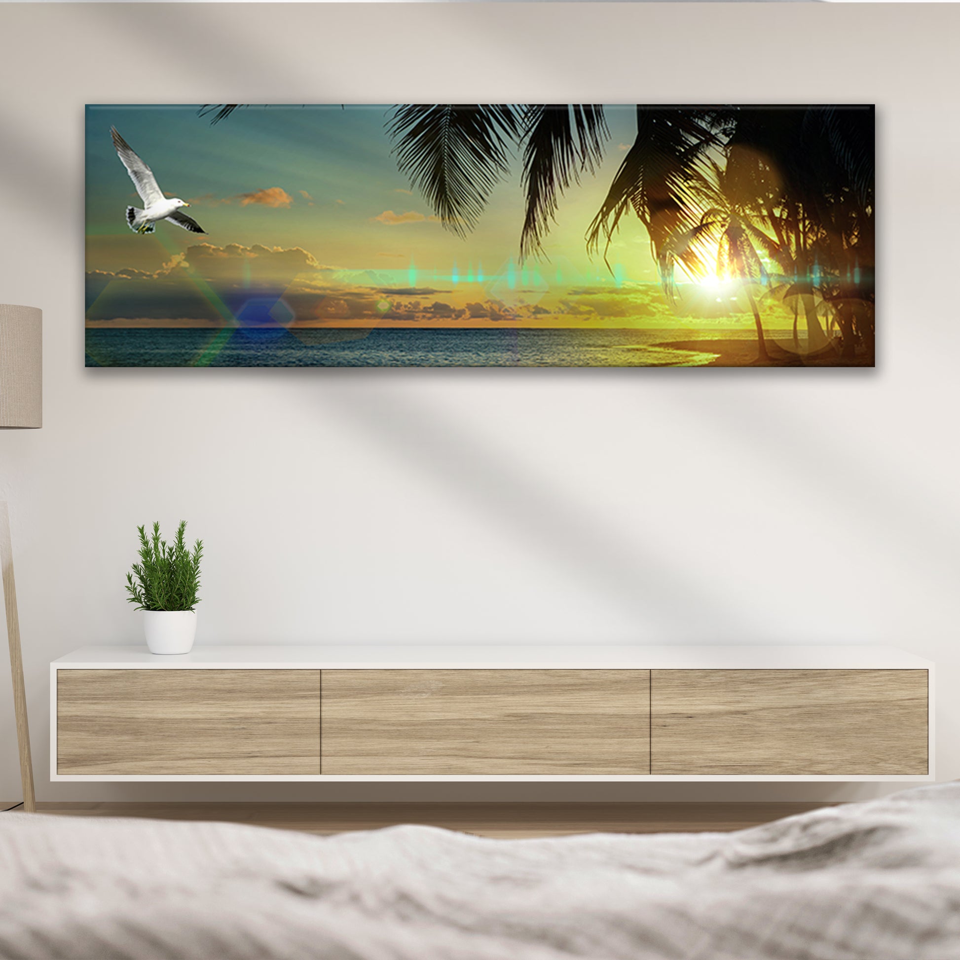 Coconut Trees And Tropical Beach Sunset Canvas Wall Art - Image by Tailored Canvases