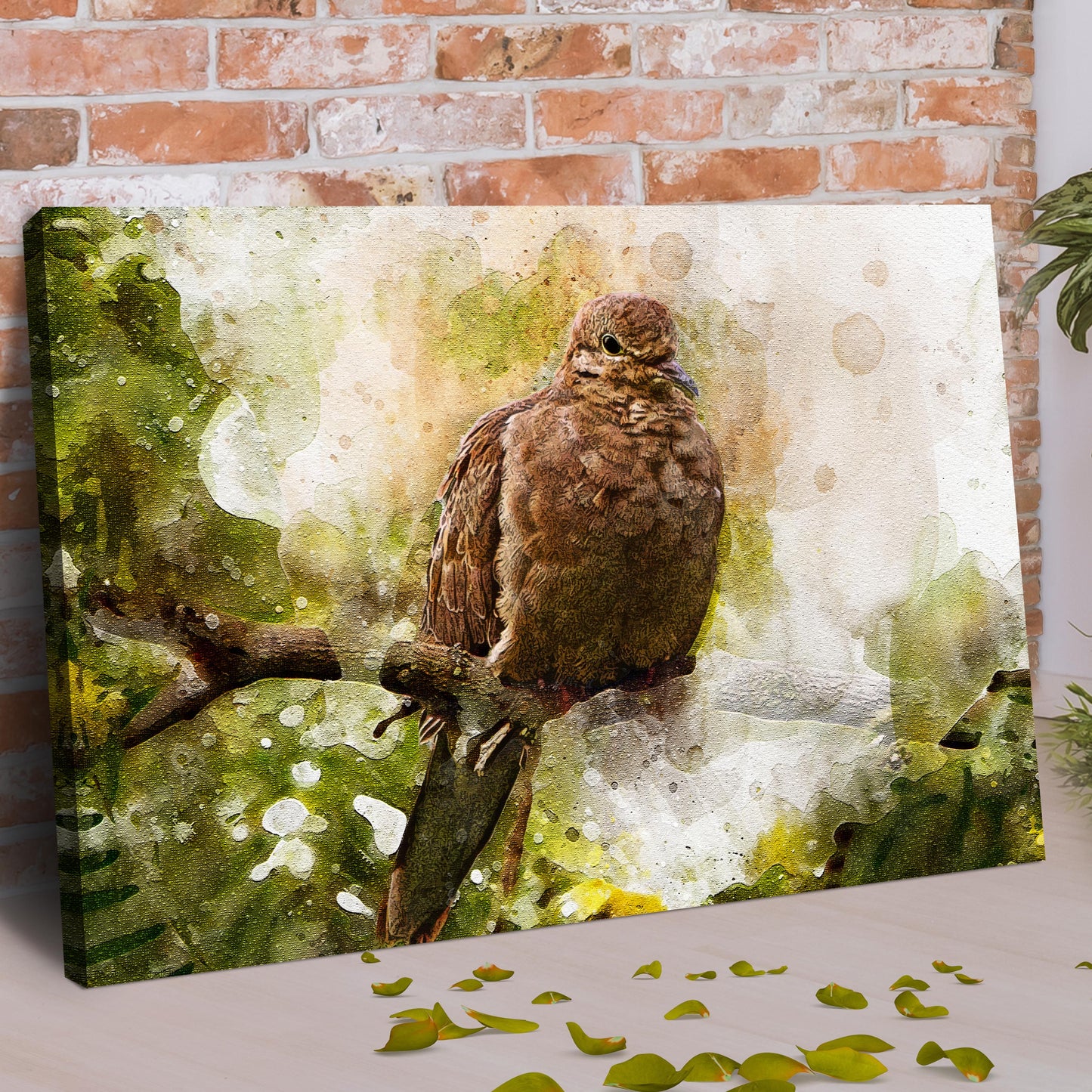 Perched Dove Watercolor Canvas Wall Art Style 2 - Image by Tailored Canvases
