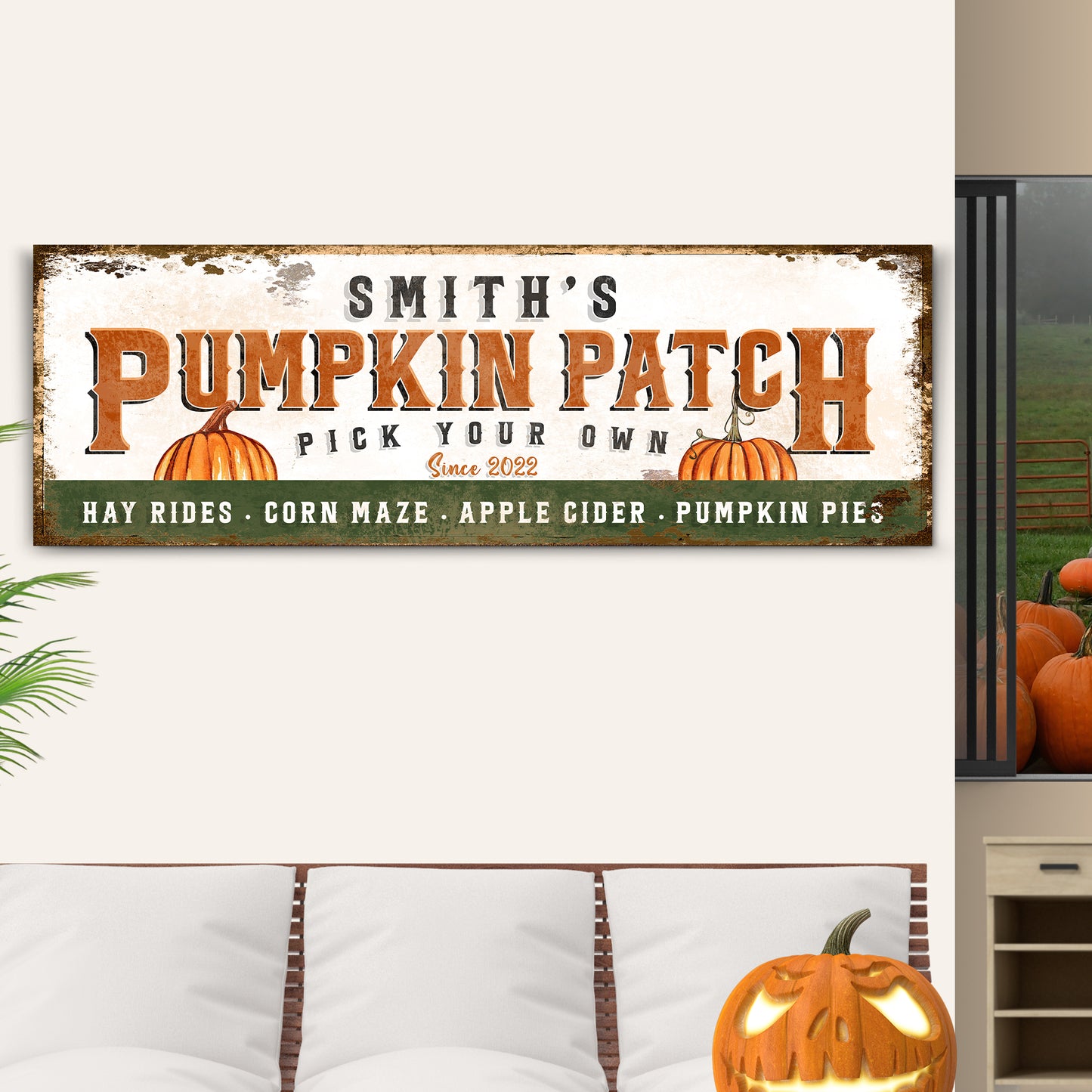 Family Pumpkin Patch Sign III Style 2 - Image by Tailored Canvases