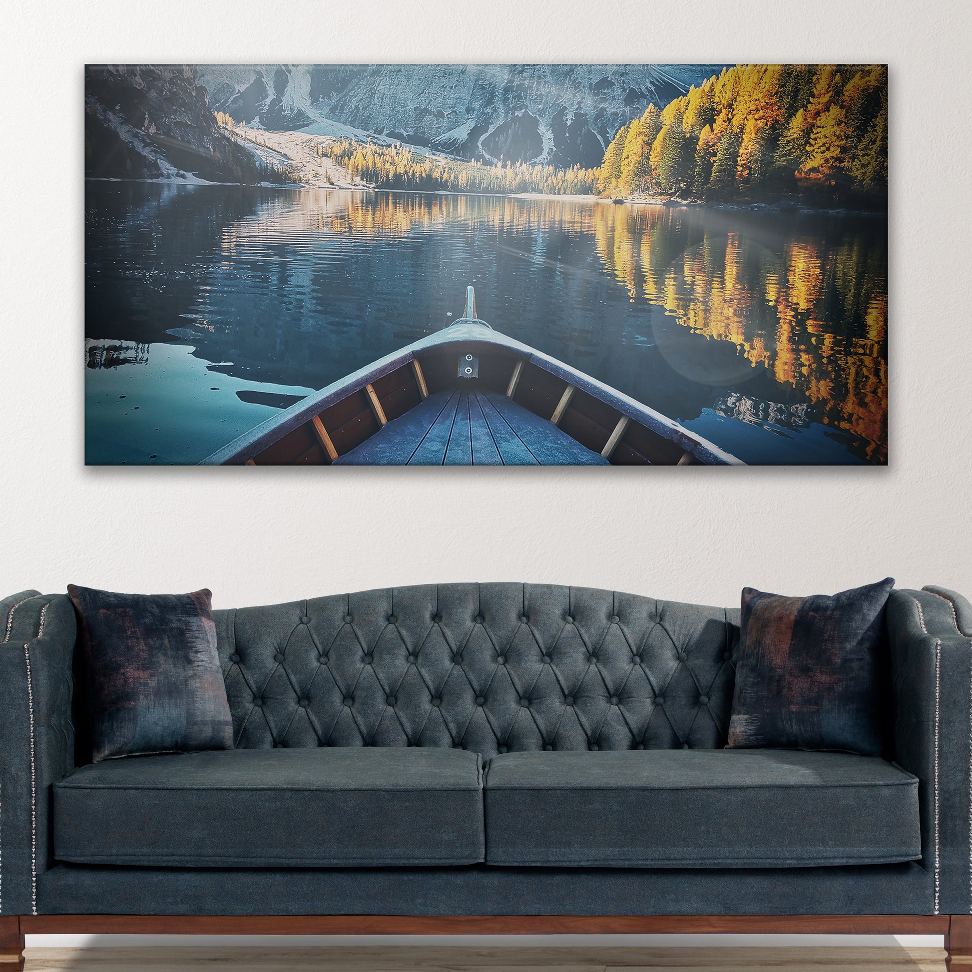 Boat View By The Lake Canvas Wall Art Style 1 - Image by Tailored Canvases