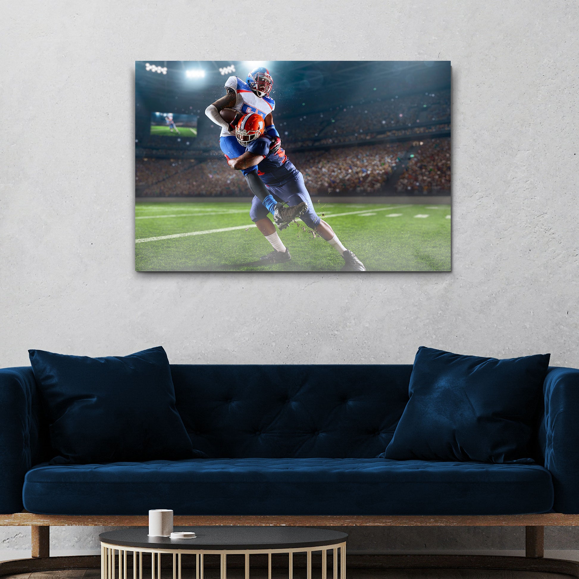 Football Player Tackle Canvas Wall Art  - Image by Tailored Canvases