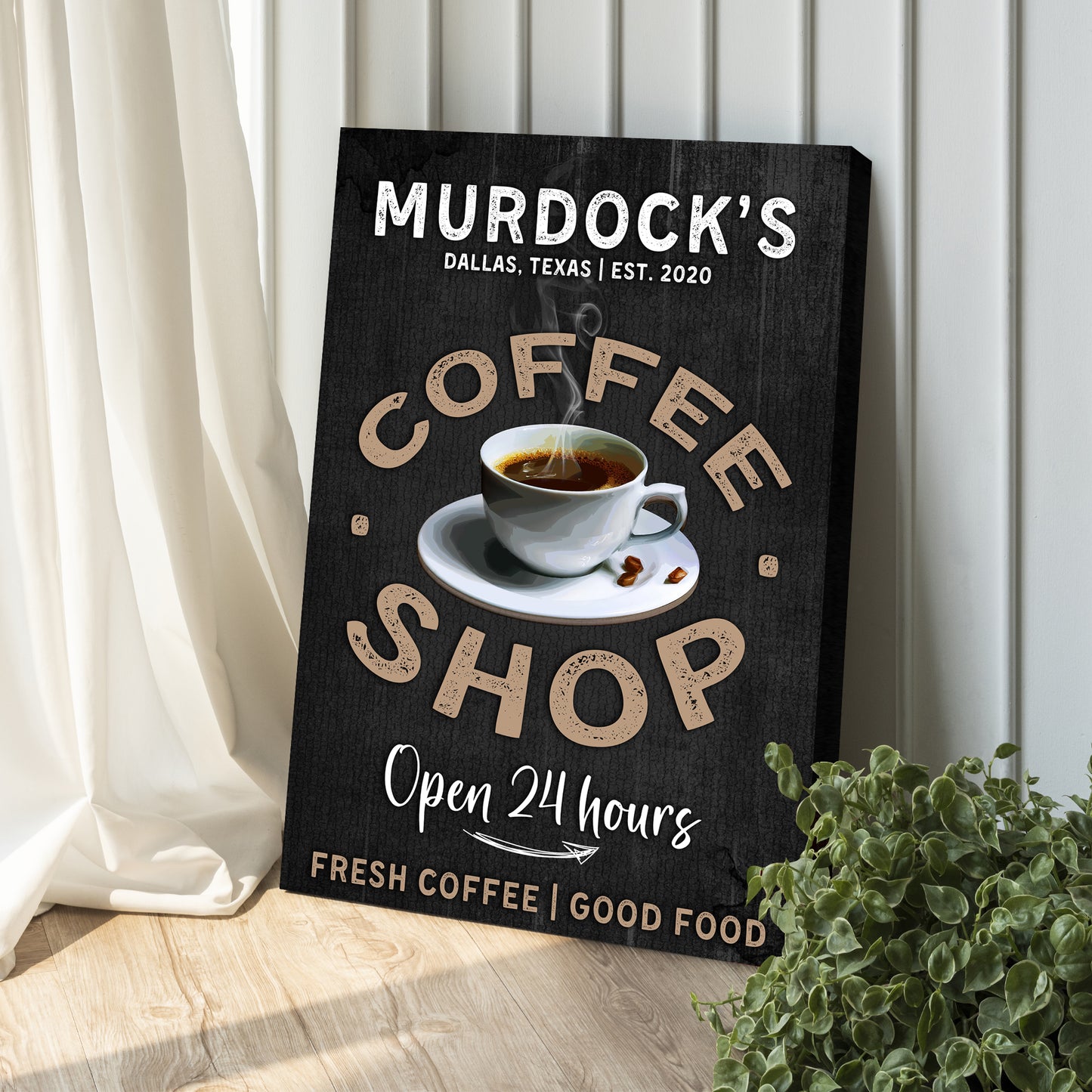 Custom Coffee Shop Sign II | Customizable Canvas Style 2 - Image by Tailored Canvases