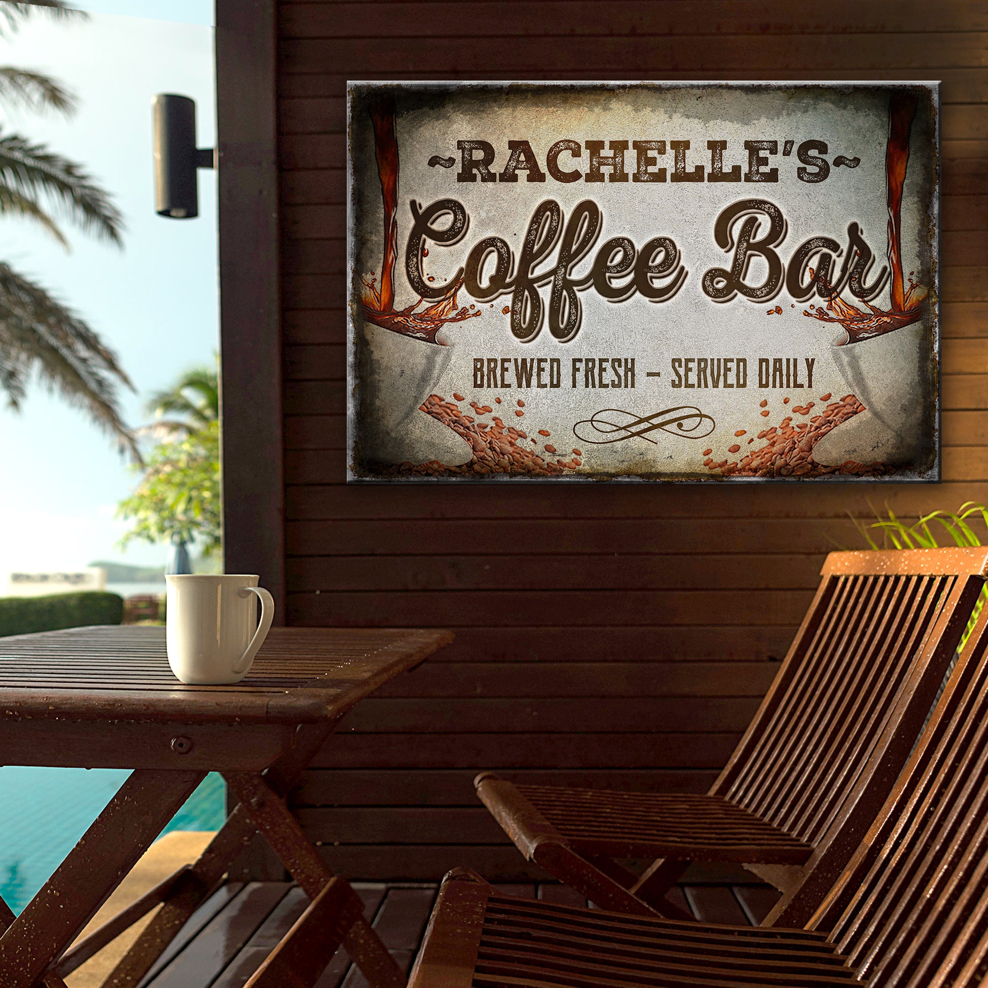 Brewed Fresh Served Daily Coffee Bar Sign Style 2 - Image by Tailored Canvases