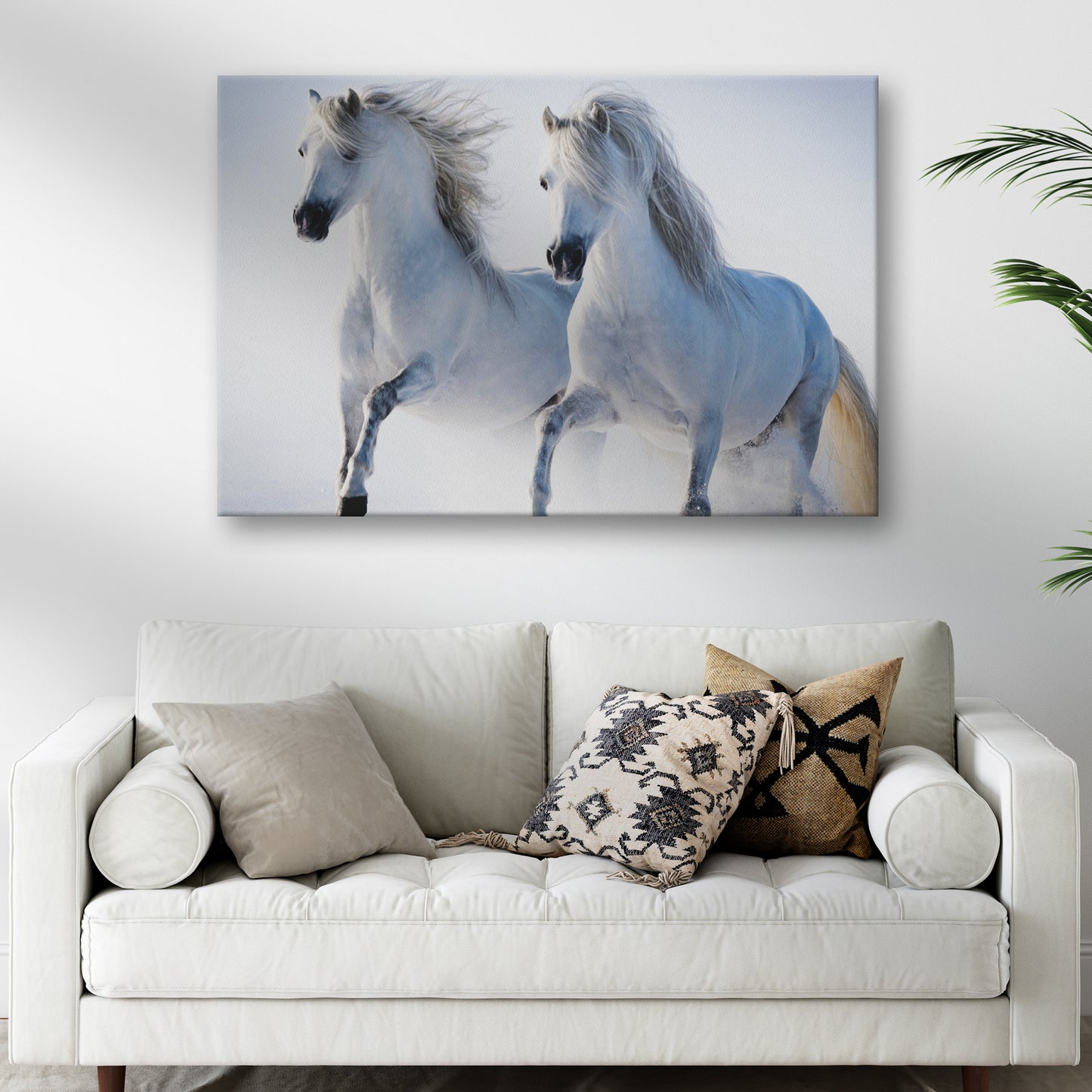 White Horse Couple Canvas Wall Art Style 1 - Image by Tailored Canvases