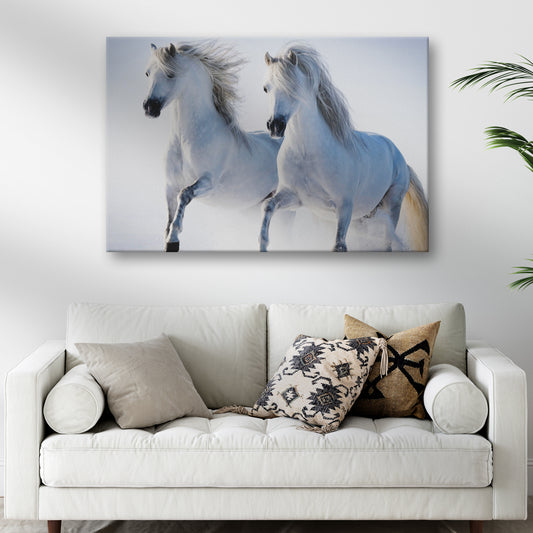 White Horse Couple Canvas Wall Art - Image by Tailored Canvases