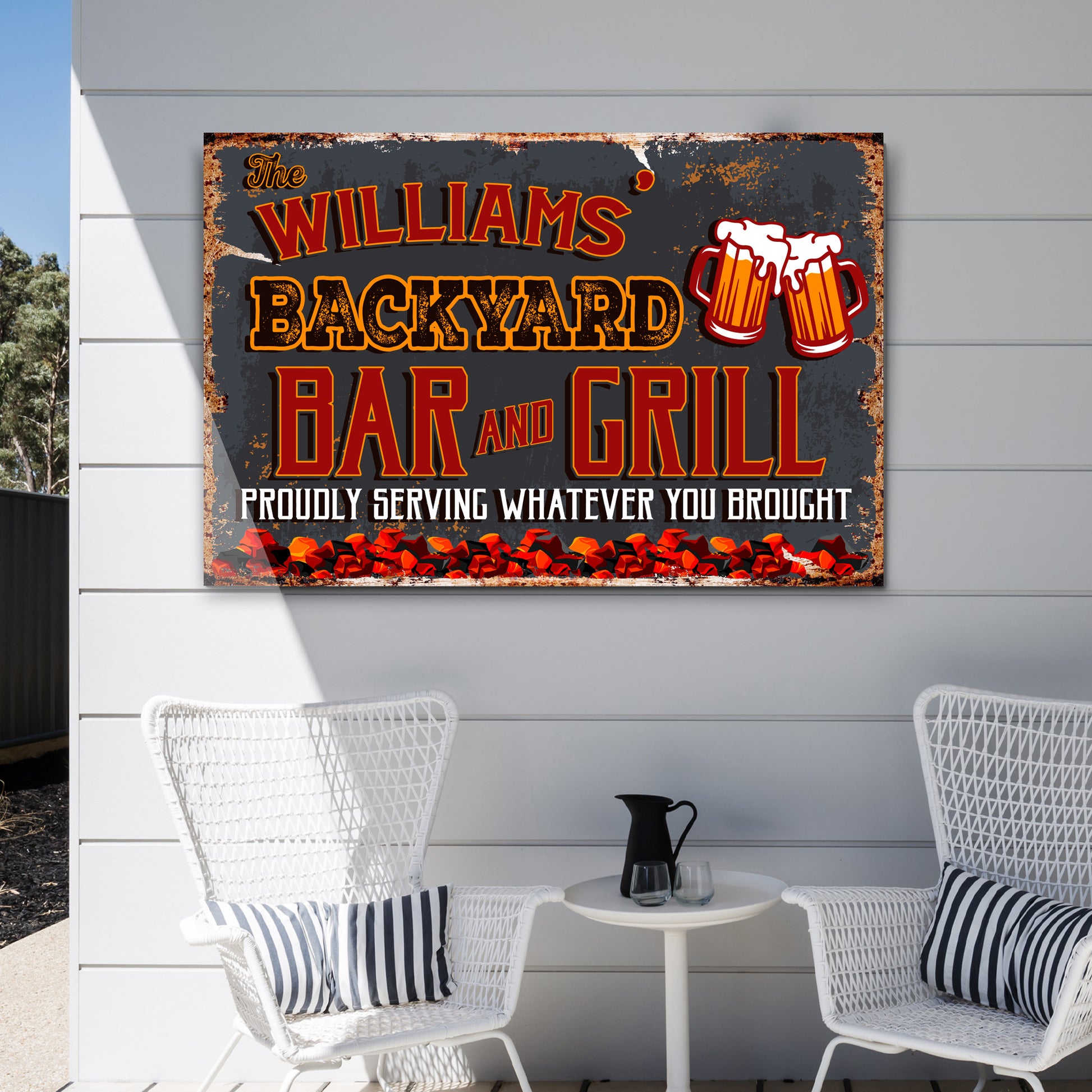 Backyard Bar And Grill Sign VII Style 2 - Image by Tailored Canvases