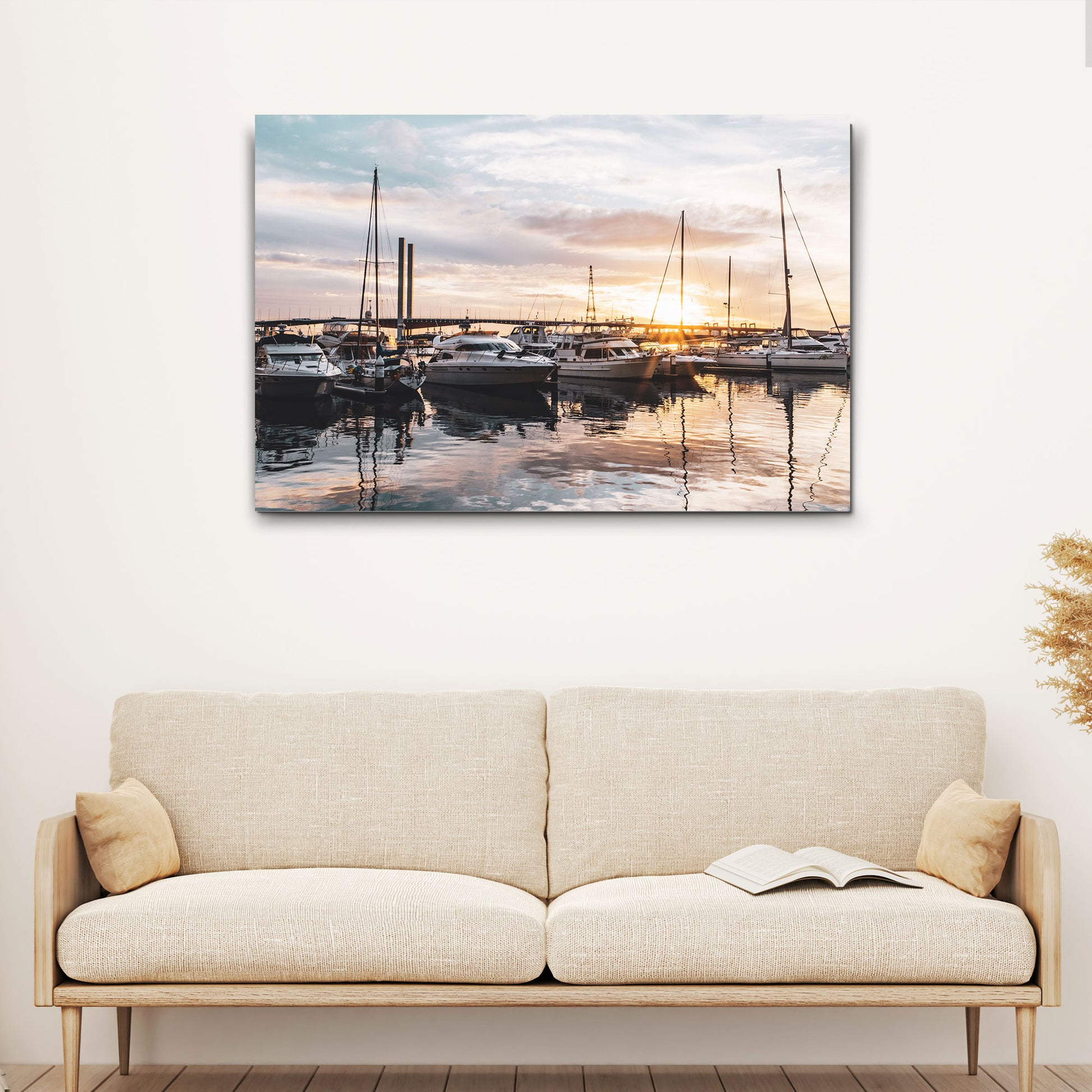 Boat Yacht At Sunset Canvas Wall Art - Image by Tailored Canvases