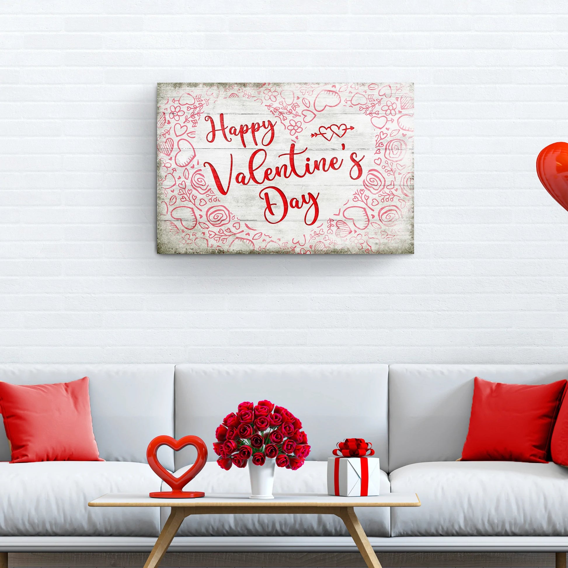 Hugs and Kisses Valentine Wishes Sign - Image by Tailored Canvases