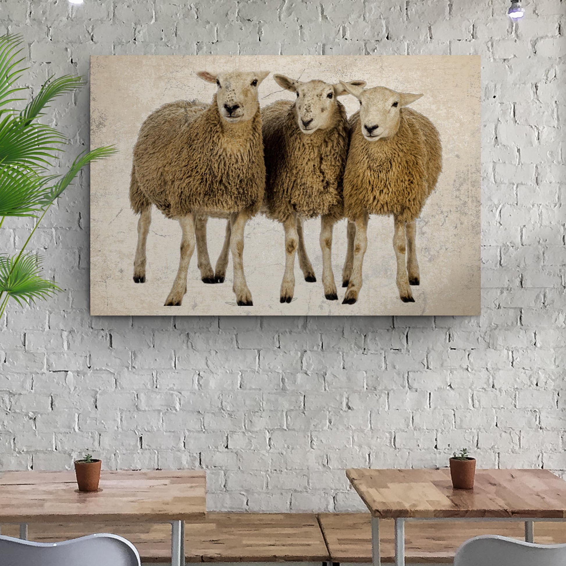 Rustic Sheep Herd Canvas Wall Art Style 2 - Image by Tailored Canvases
