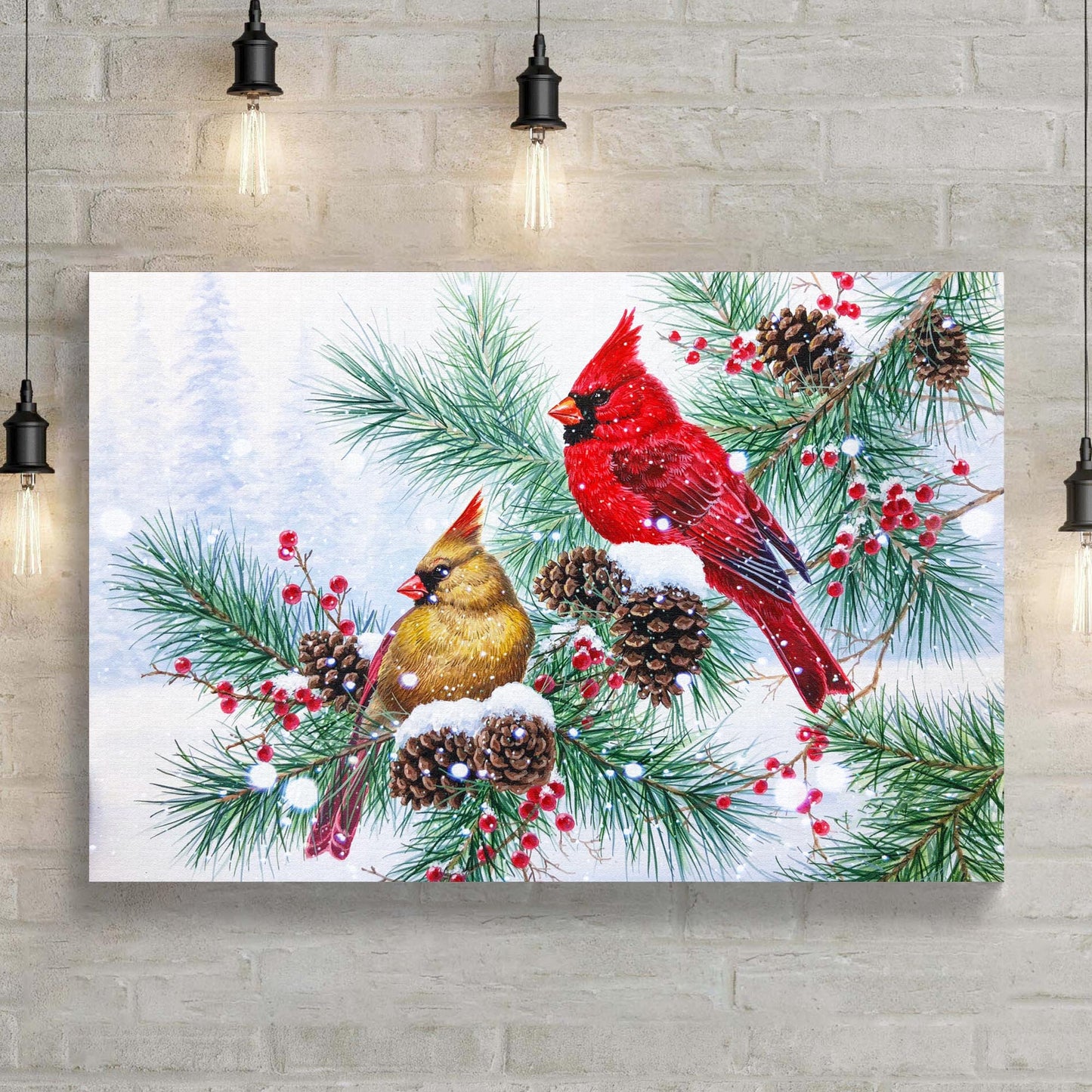 Winter Red Cardinal Canvas Wall Art II Style 1 - Image by Tailored Canvases