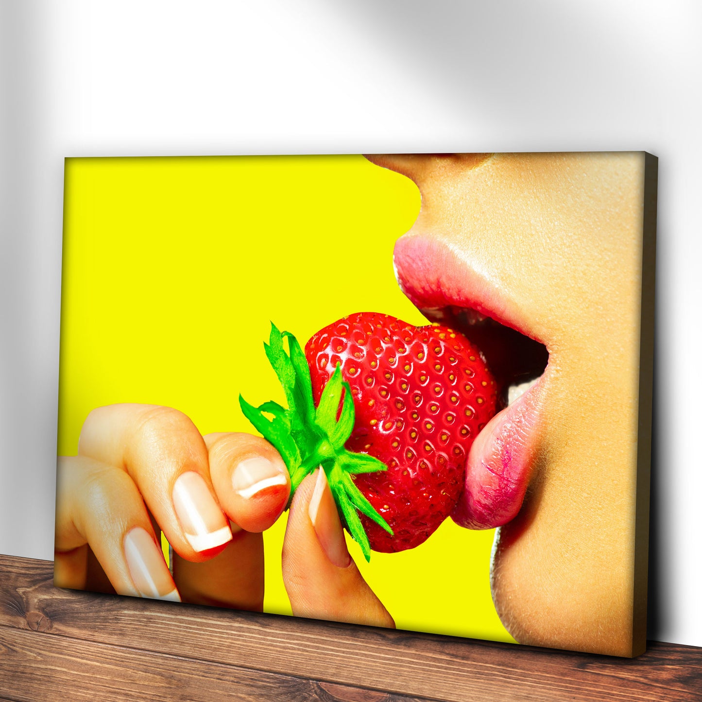 Fruits Strawberry Lips Canvas Wall Art Style 2 - Image by Tailored Canvases