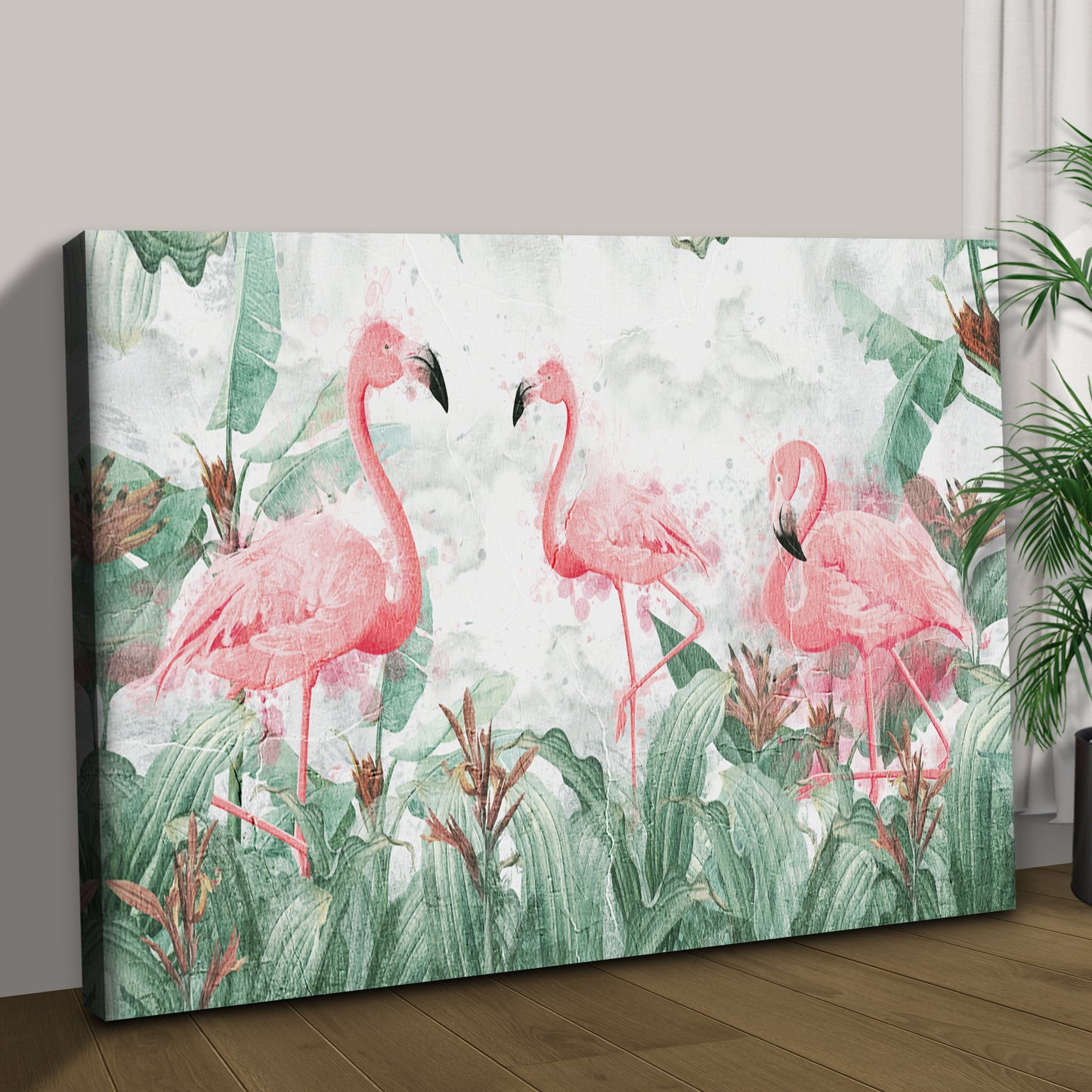 Forest Flamingo Painting Canvas Wall Art Style 2 - Image by Tailored Canvases