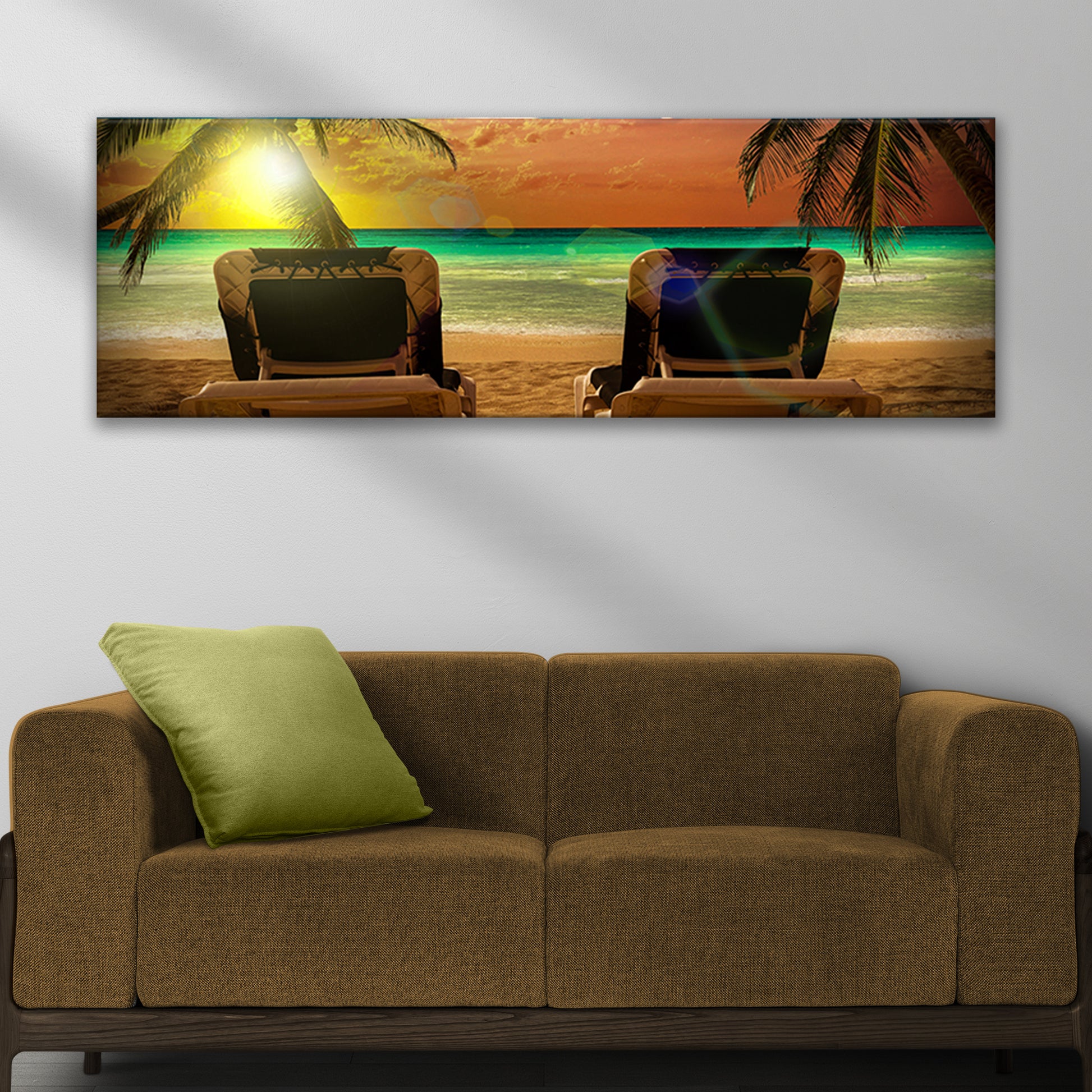 Tropical Beach Chairs By Sunset Canvas Wall Art Style 2 - Image by Tailored Canvases