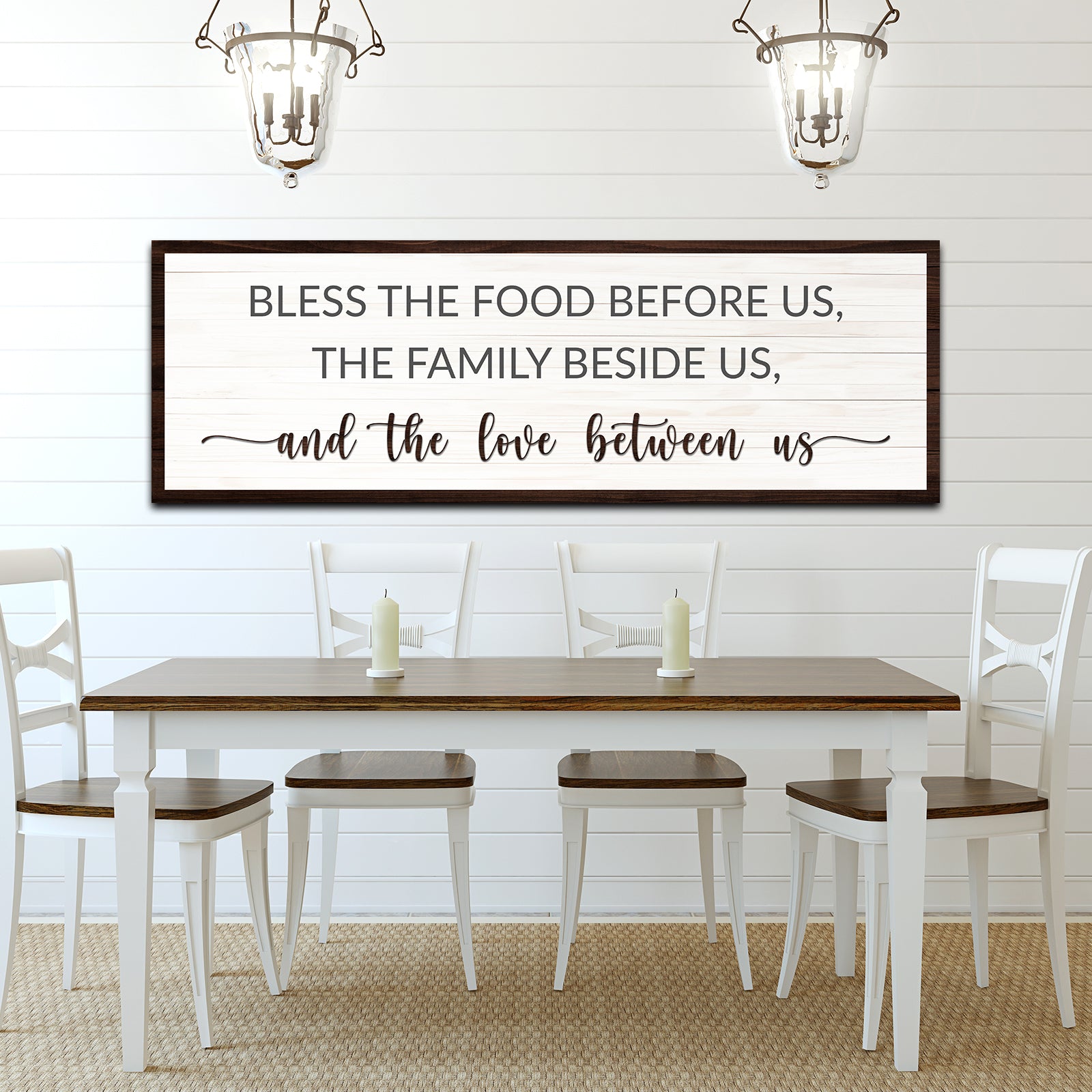 Bless The Food Before Us and the Love Between Us Sign Style 2 - Image by Tailored Canvases