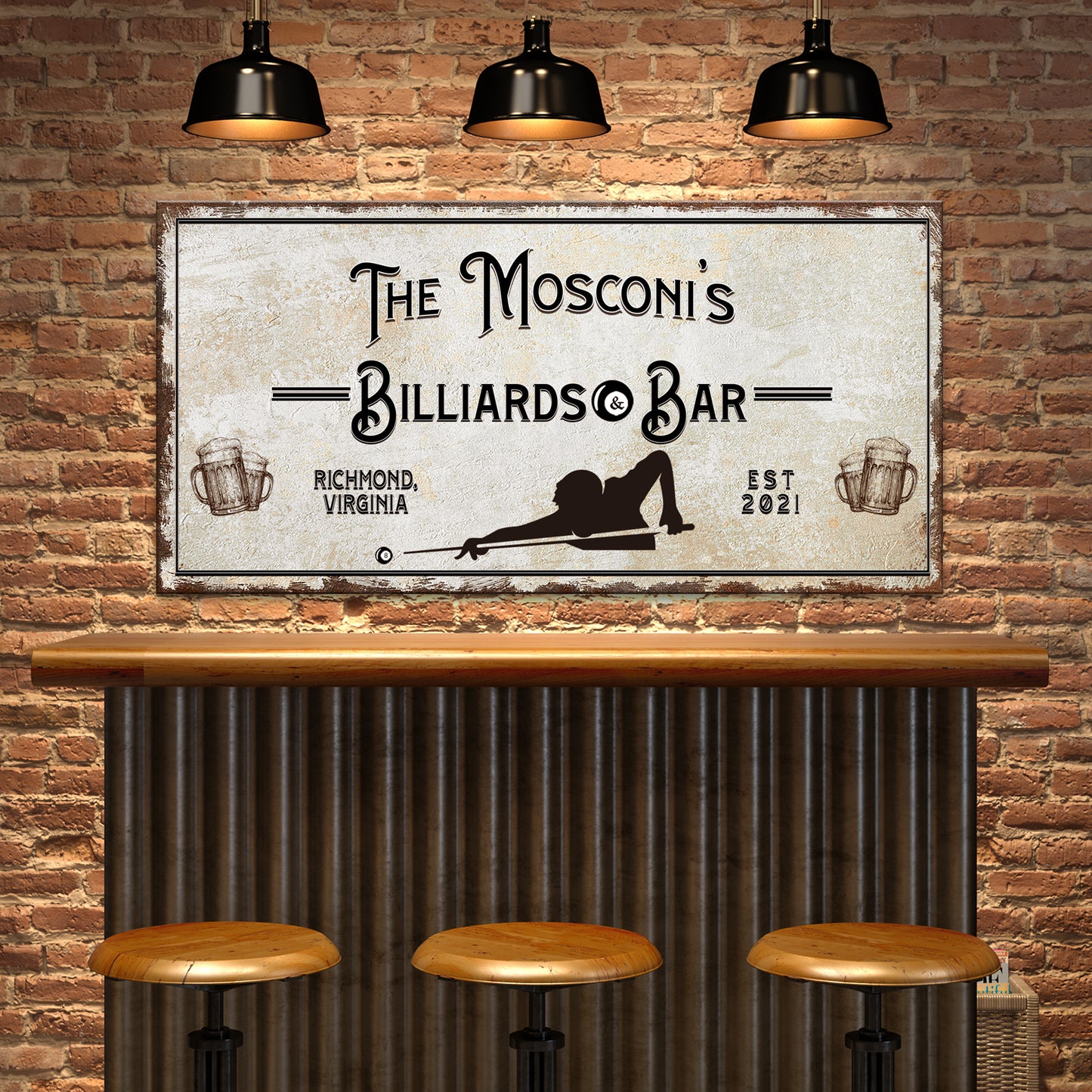 Billiards and Bar Sign II Style 1 - Image by Tailored Canvases