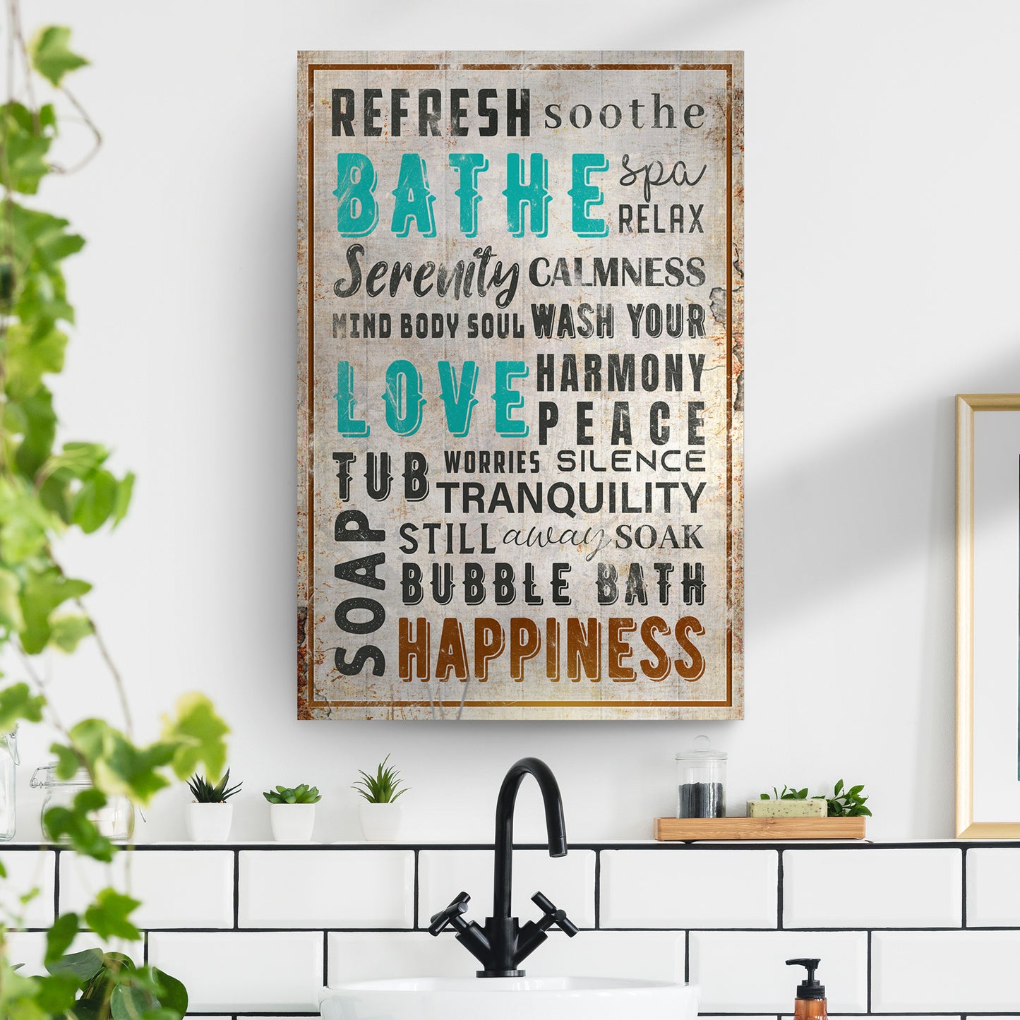 Refresh Soothe Bathe Bathroom Sign II Style 2 - Image by Tailored Canvases