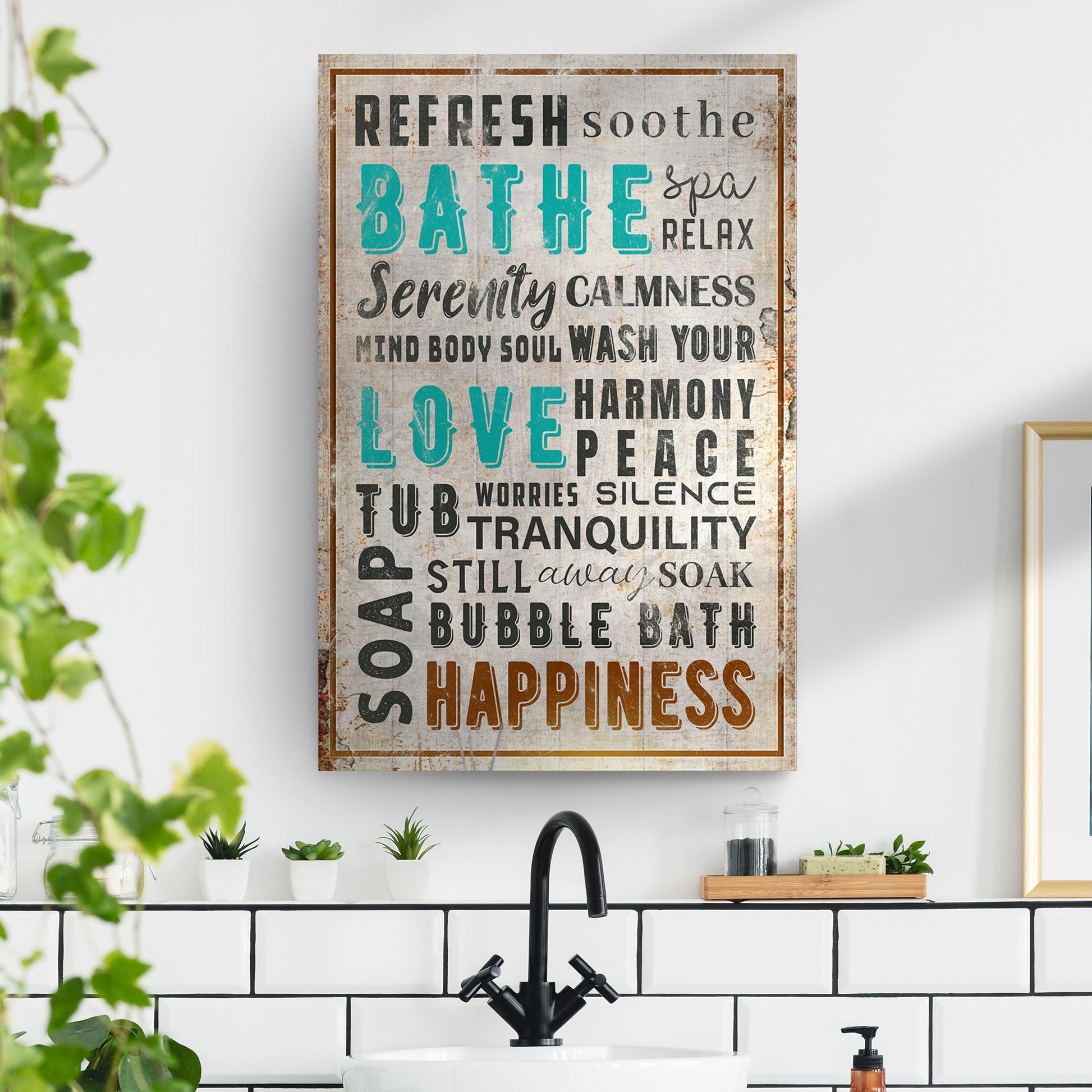 Refresh Soothe Bathe Bathroom Sign II Style 2 - Image by Tailored Canvases