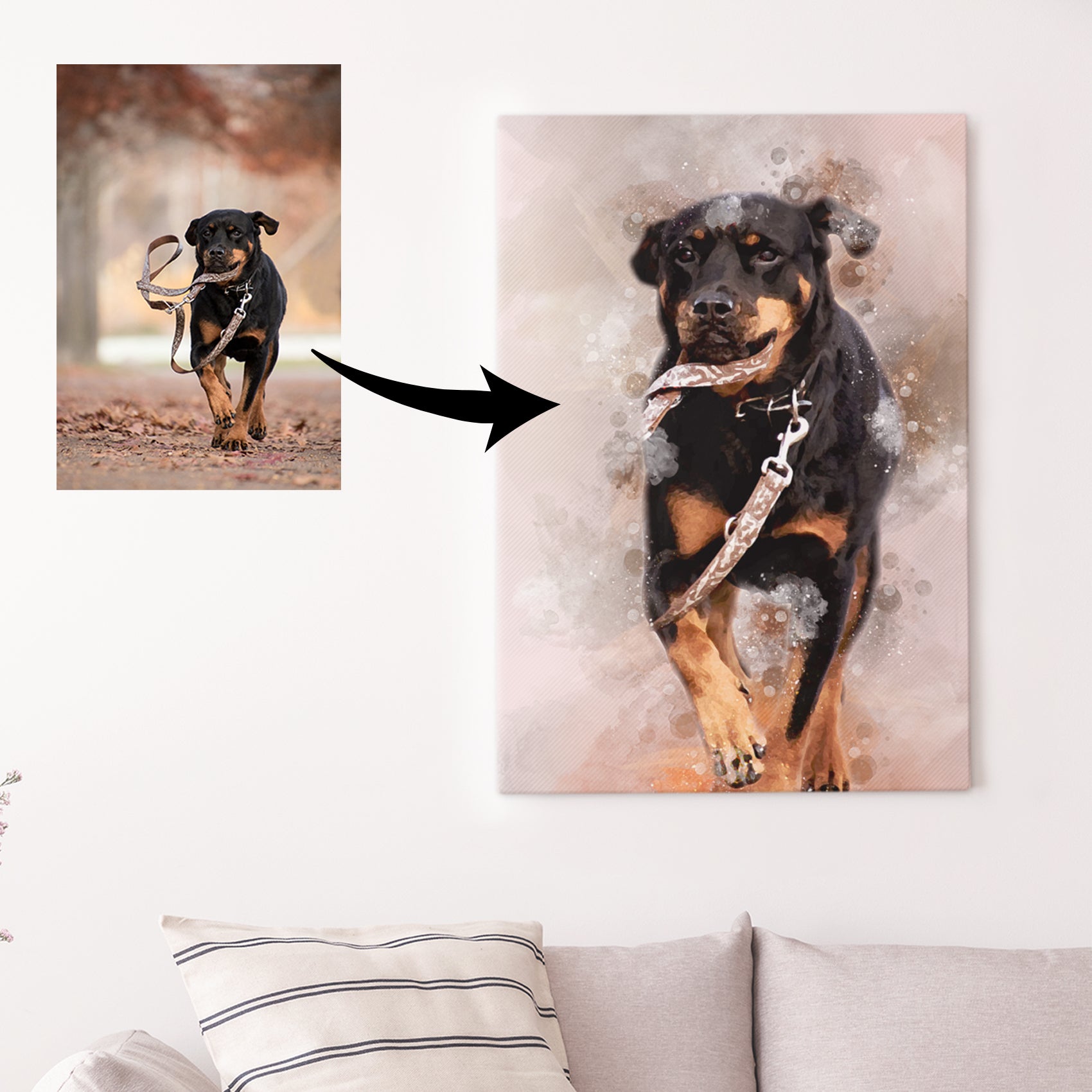 Dog Watercolor Portrait Sign - Image by Tailored Canvases