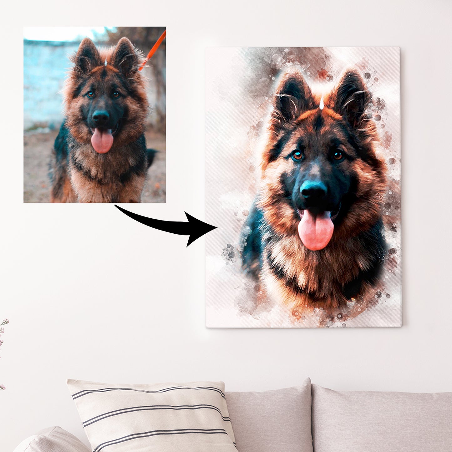 Dog Watercolor Portrait Sign Style 3 - Image by Tailored Canvases