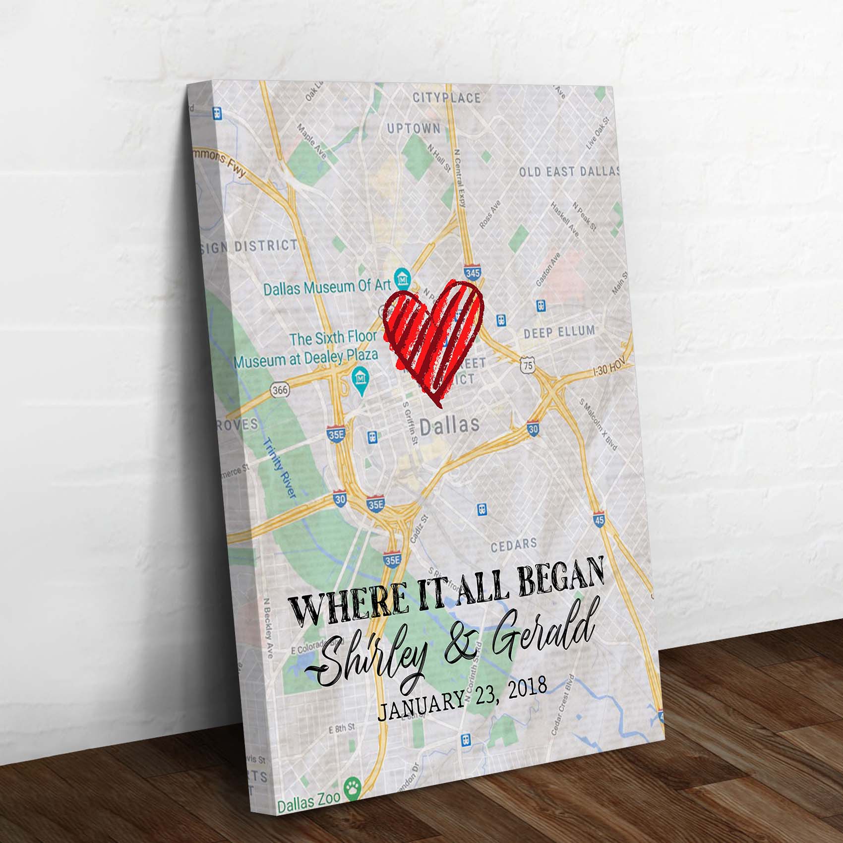 Where it All Began Couple Map Sign - Wall Art Image by Tailored Canvases
