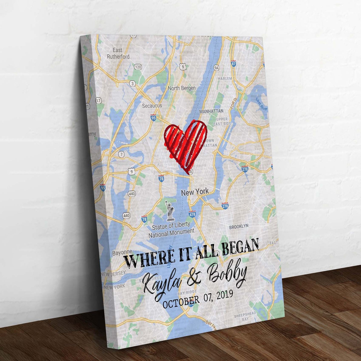 Where it All Began Couple Map Sign Style 1 - Image by Tailored Canvases