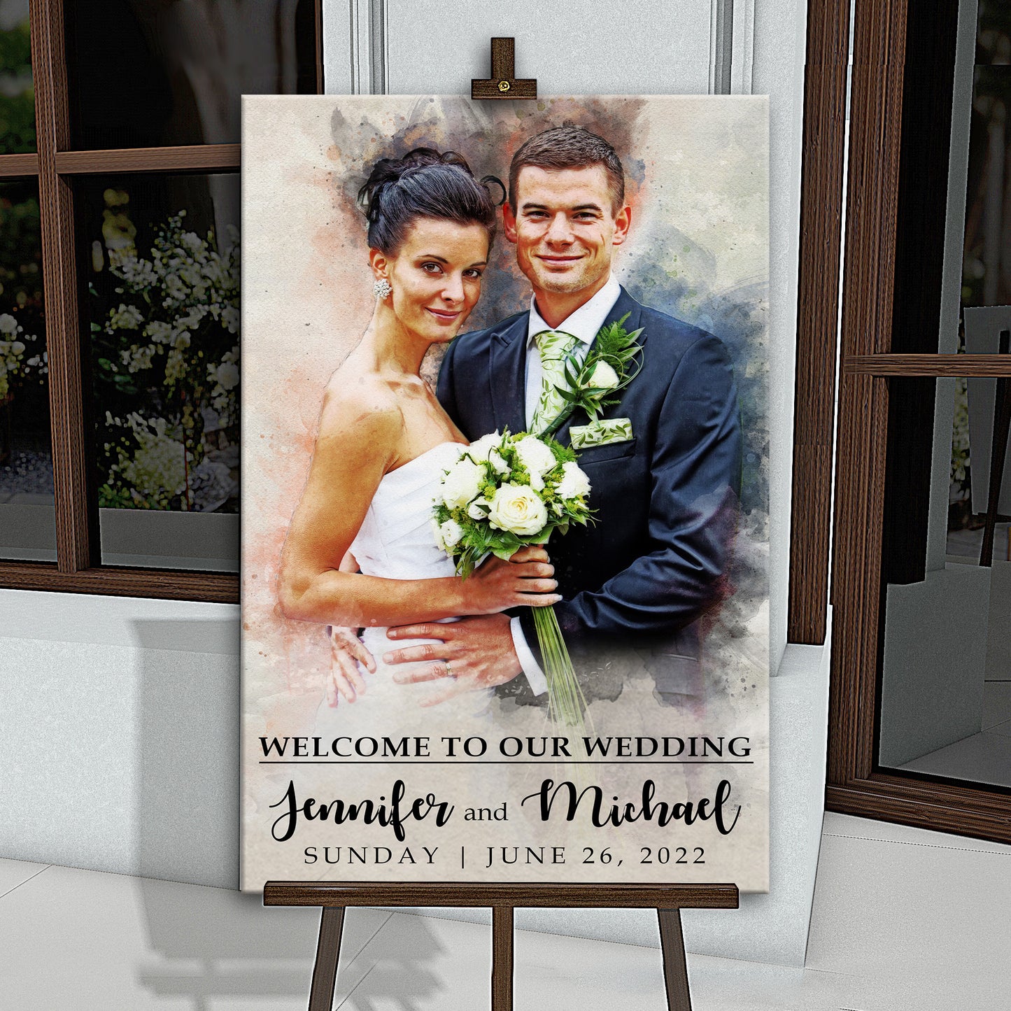 Watercolor Welcome Wedding Sign Style 1 - Image by Tailored Canvases