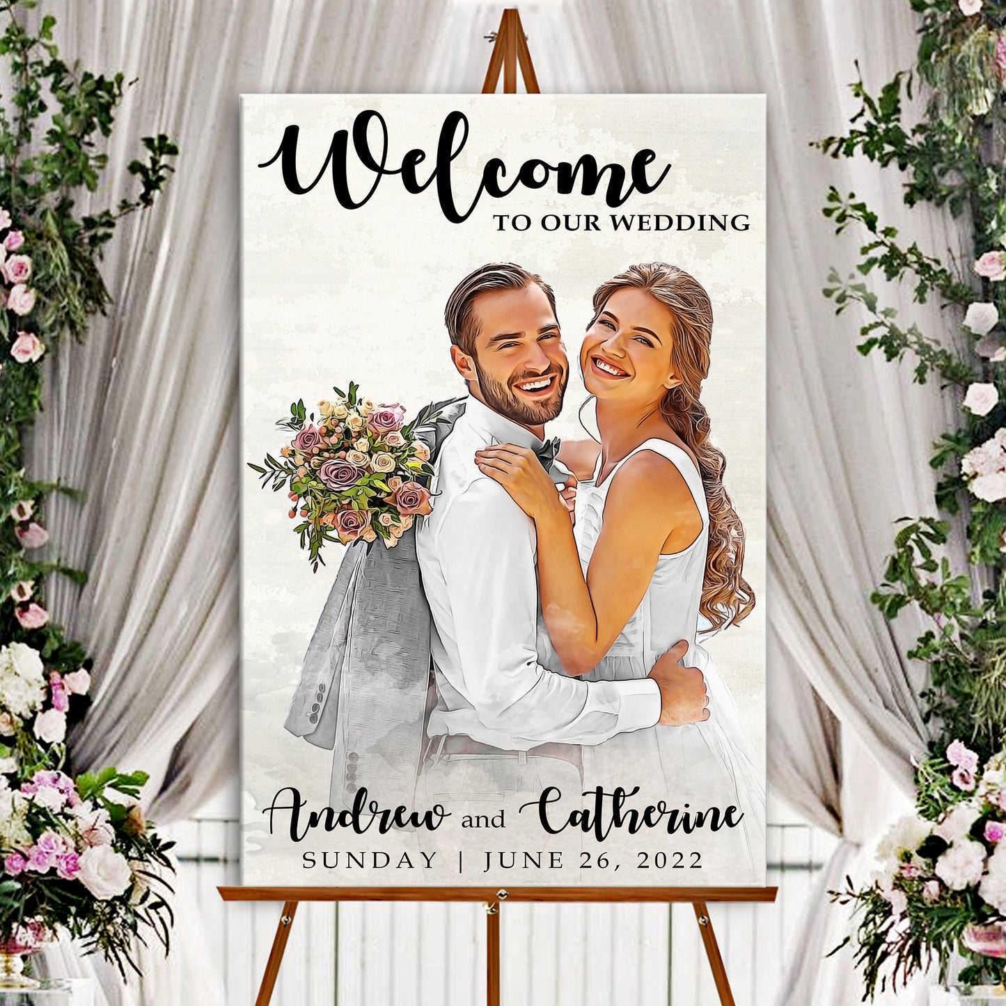 Welcome Wedding Painting Sign  - Image by Tailored Canvases