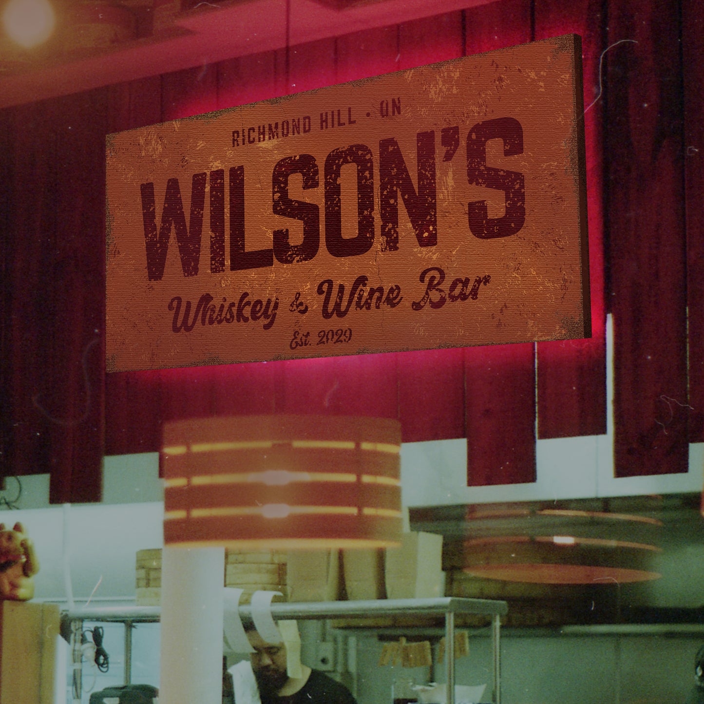 Whiskey and Wine Bar Sign Style 3 - Image by Tailored Canvases