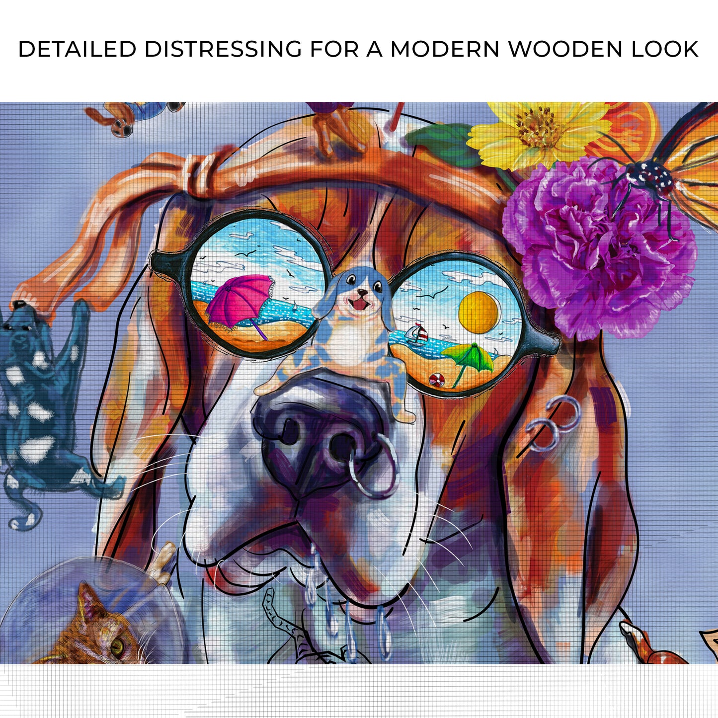 Unique Colorful Dog Portrait Canvas Wall Art Zoom - Image by Tailored Canvases