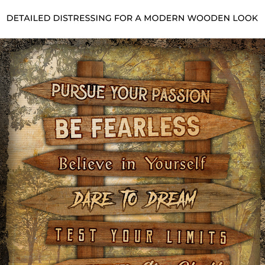 Pursue Your Passion Never Give Up Motivation Sign II Zoom - Image by Tailored Canvases