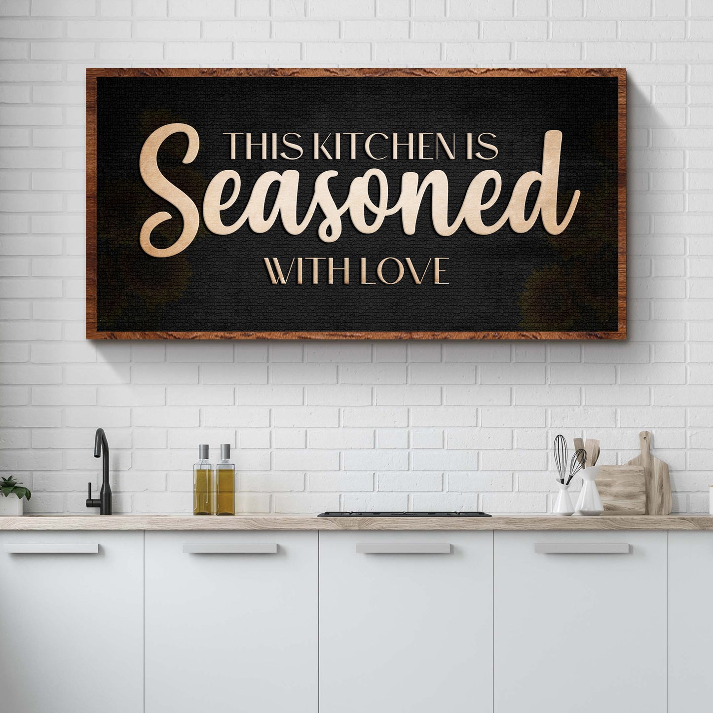 This Kitchen Is Seasoned With Love Sign - Image by Tailored Canvases