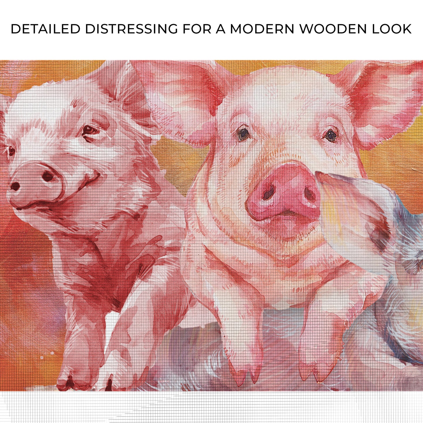 Three Baby Pigs Watercolor Canvas Wall Art Zoom - Image by Tailored Canvases