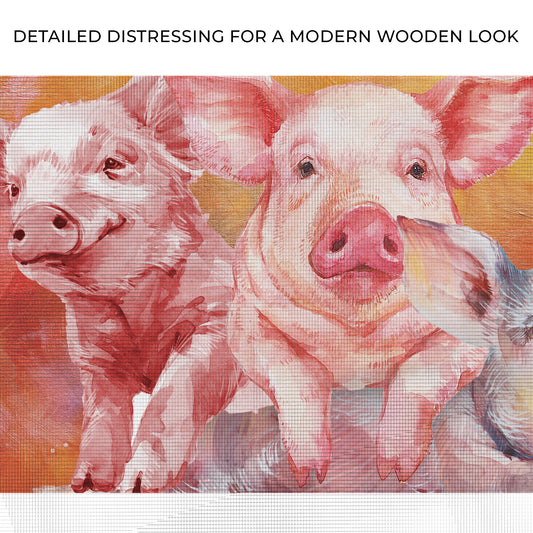 Three Baby Pigs Watercolor Canvas Wall Art Zoom - Image by Tailored Canvases