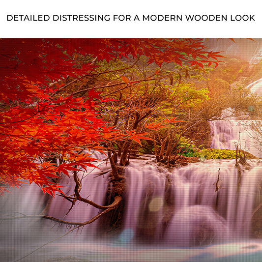 Red Autumn Waterfall Canvas Wall Art Zoom - Image by Tailored Canvases