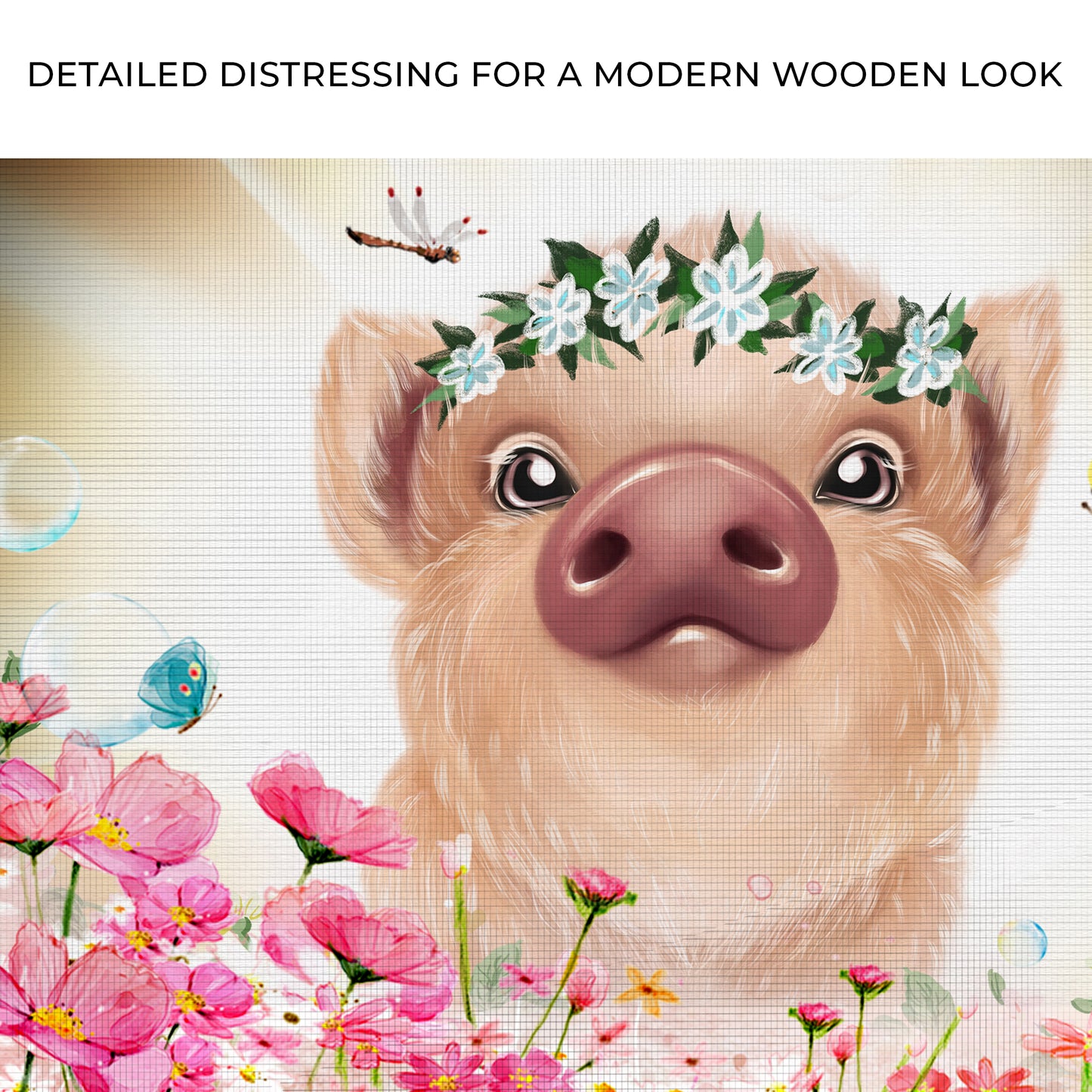 Flower Crown Pig Canvas Wall Art Zoom - Image by Tailored Canvases