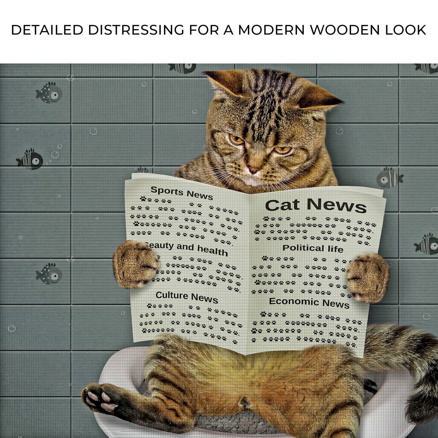 Cat Toilet Reading Newspaper Canvas Wall Art Zoom - Image by Tailored Canvases