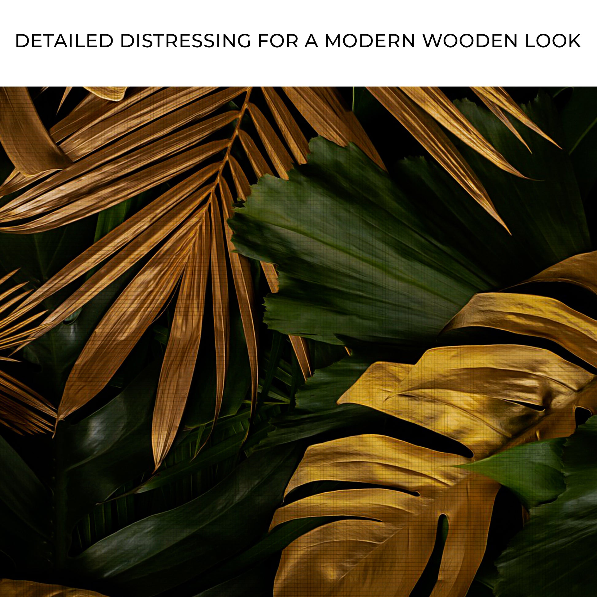 Golden Monstera Leaves Canvas Wall Art II Zoom - Image by Tailored Canvases