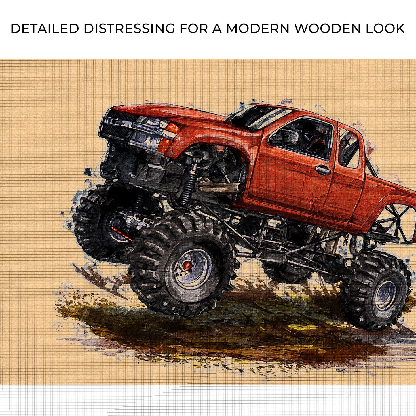 Monster Truck Painting Watercolor Canvas Wall Art Zoom - Image by Tailored Canvases