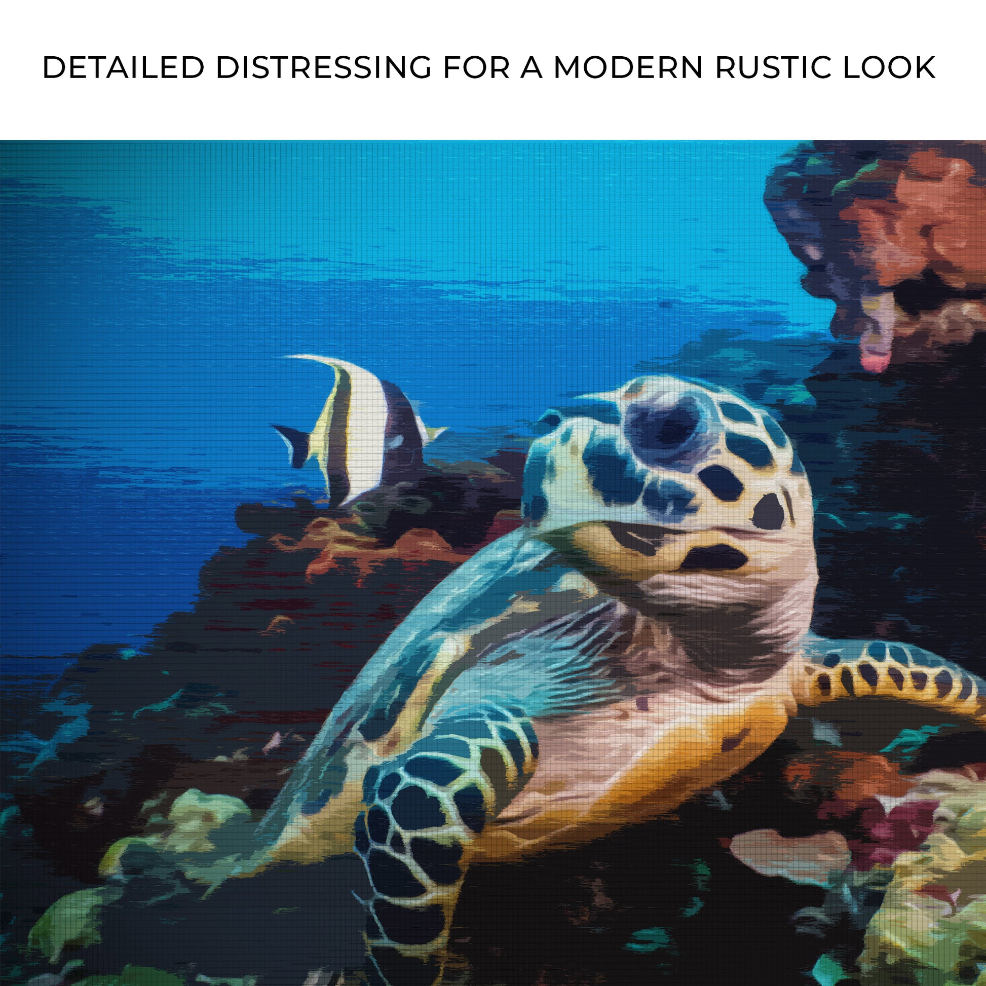 Underwater Sea Turtle Painting Canvas Wall Art Zoom - Image by Tailored Canvases