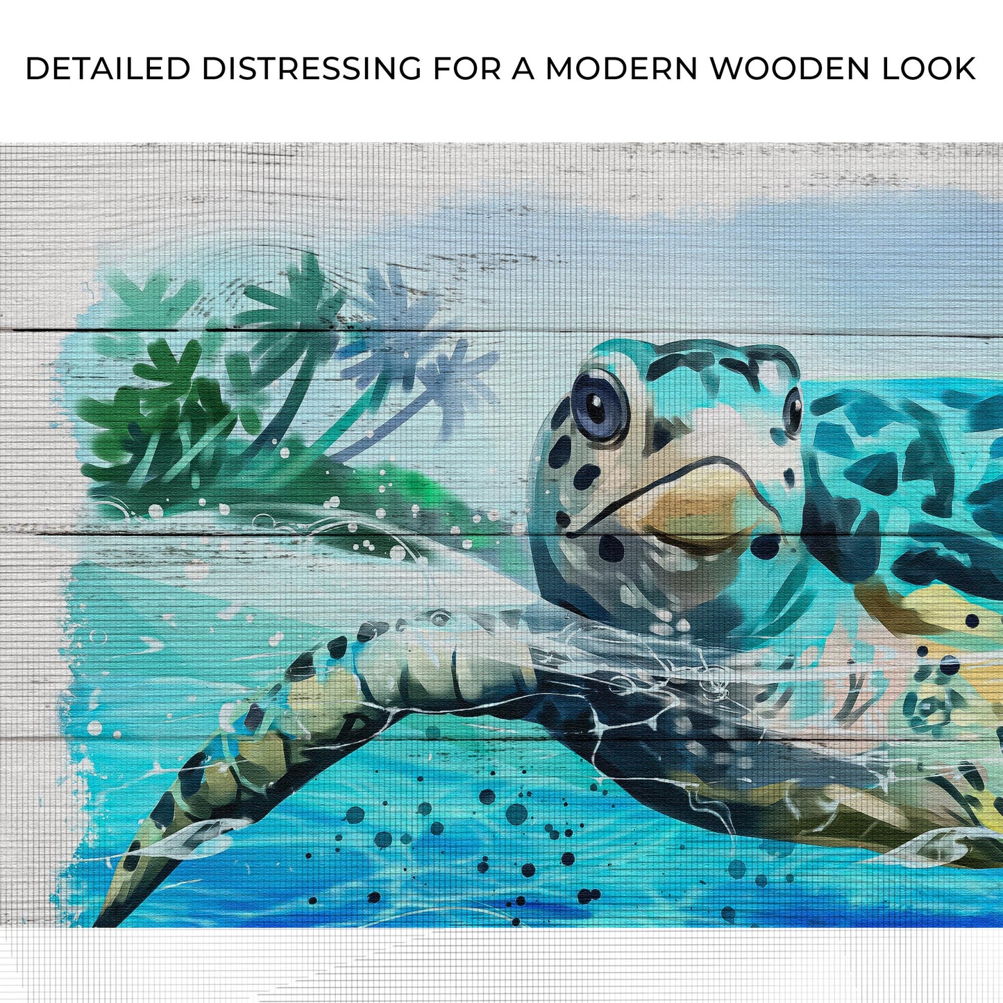 Turtle Oasis Watercolor Canvas Wall Art Zoom - Image by Tailored Canvases