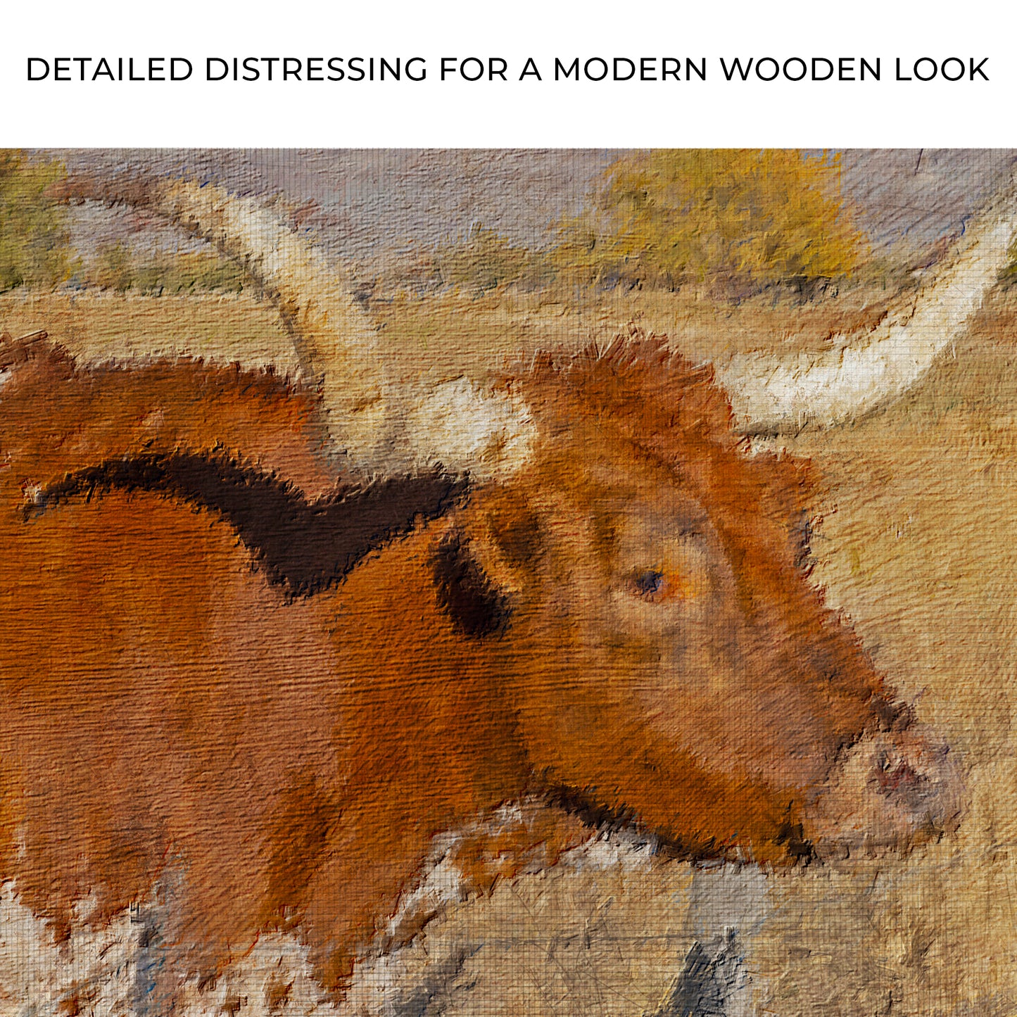 Texas Longhorn Watercolor Canvas Wall Art Zoom - Image by Tailored Canvases