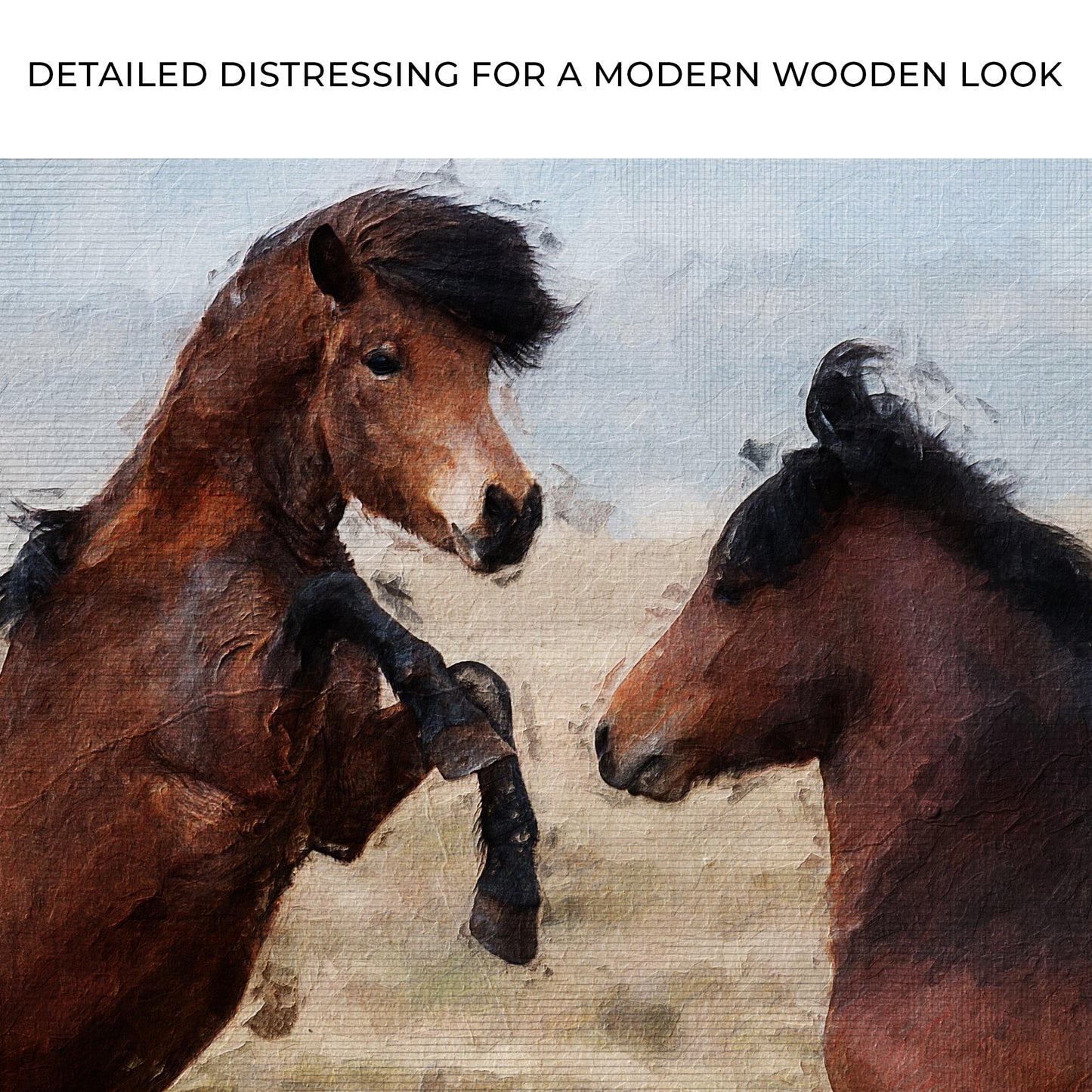 Clashing Wild Horses In Watercolor Canvas Wall Art Zoom - Image by Tailored Canvases