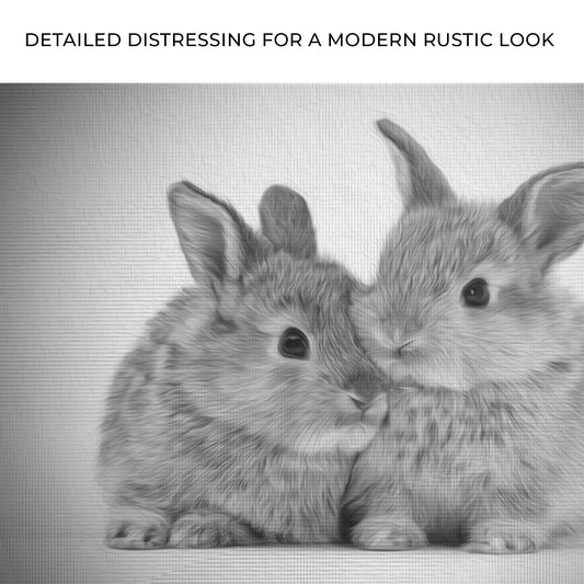 Gray Rabbits Sketch Canvas Wall Art Zoom - Image by Tailored Canvases