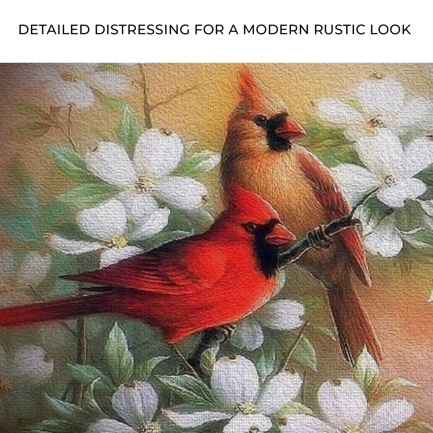 Cardinals on Dogwood Painting Canvas Wall Art Zoom - Image by Tailored Canvases