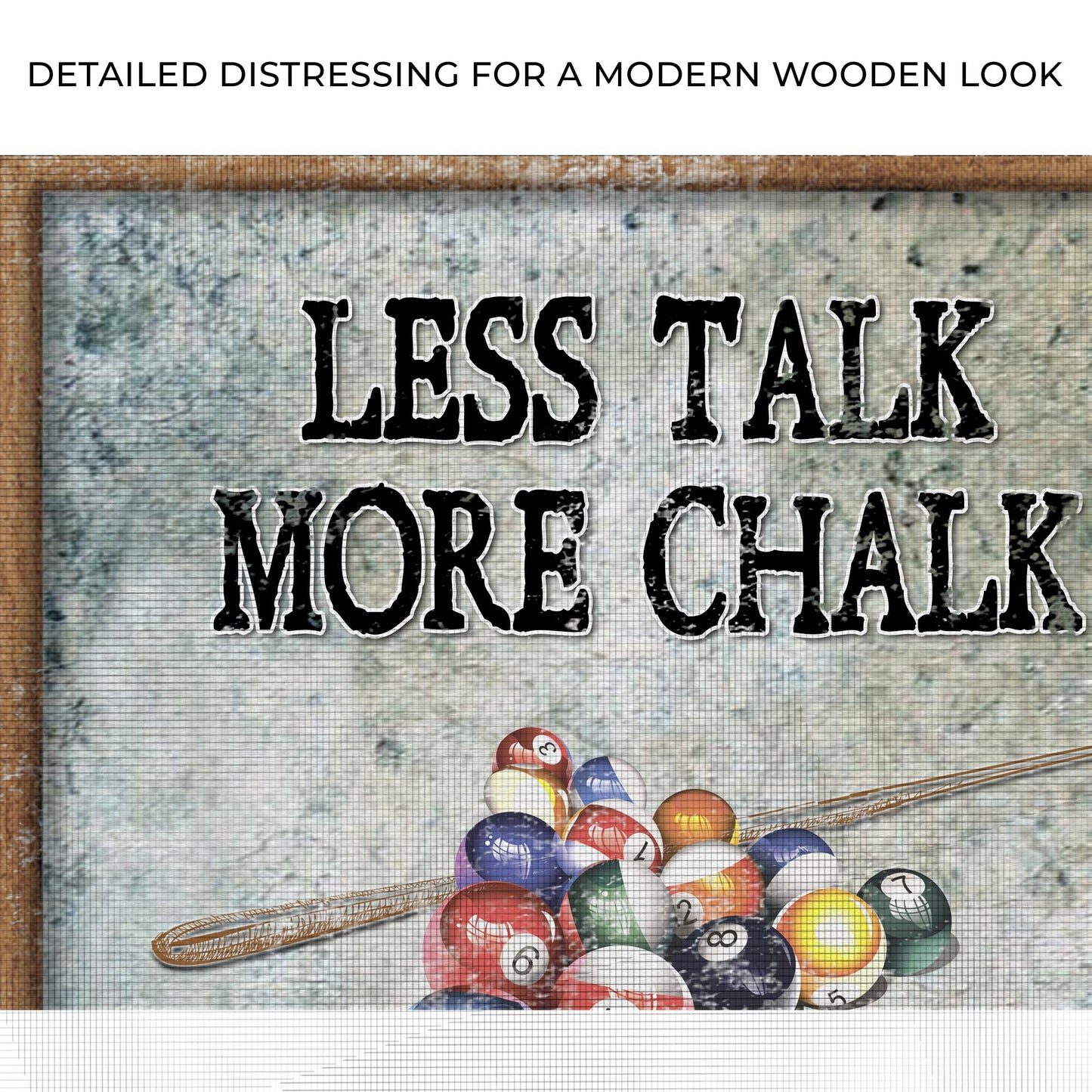 Less Talk More Chalk Billiards Sign Zoom - Image by Tailored Canvases
