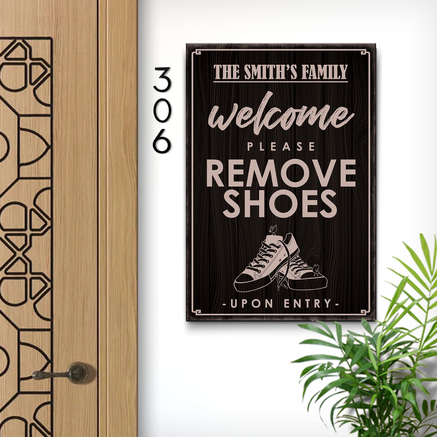 Please Remove Your Shoes Upon Entry Sign Style 2  - Image by Tailored Canvases