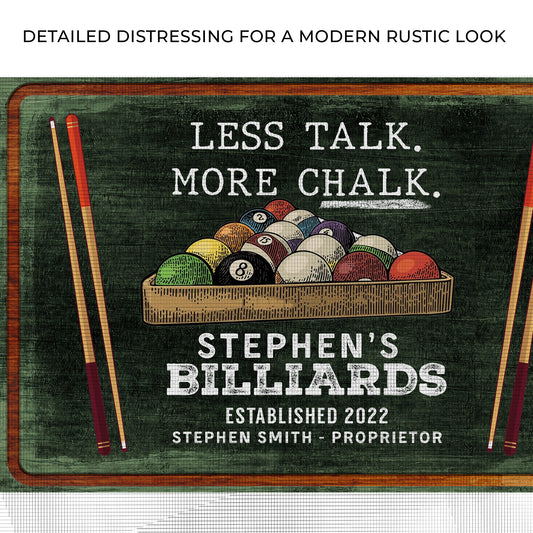 Less Talk More Chalk Billiards Sign II Zoom - Image by Tailored Canvases