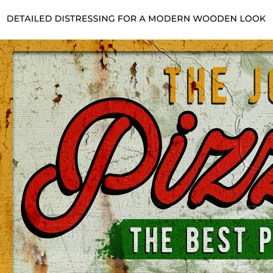 The Best Pizza In Town Pizzeria Sign Zoom - Image by Tailored Canvases