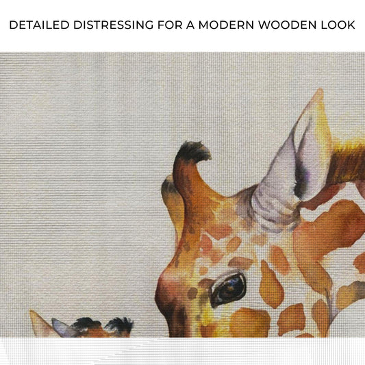 Mom and Baby Giraffe Watercolor Portrait Canvas Wall Art Zoom - Image by Tailored Canvases
